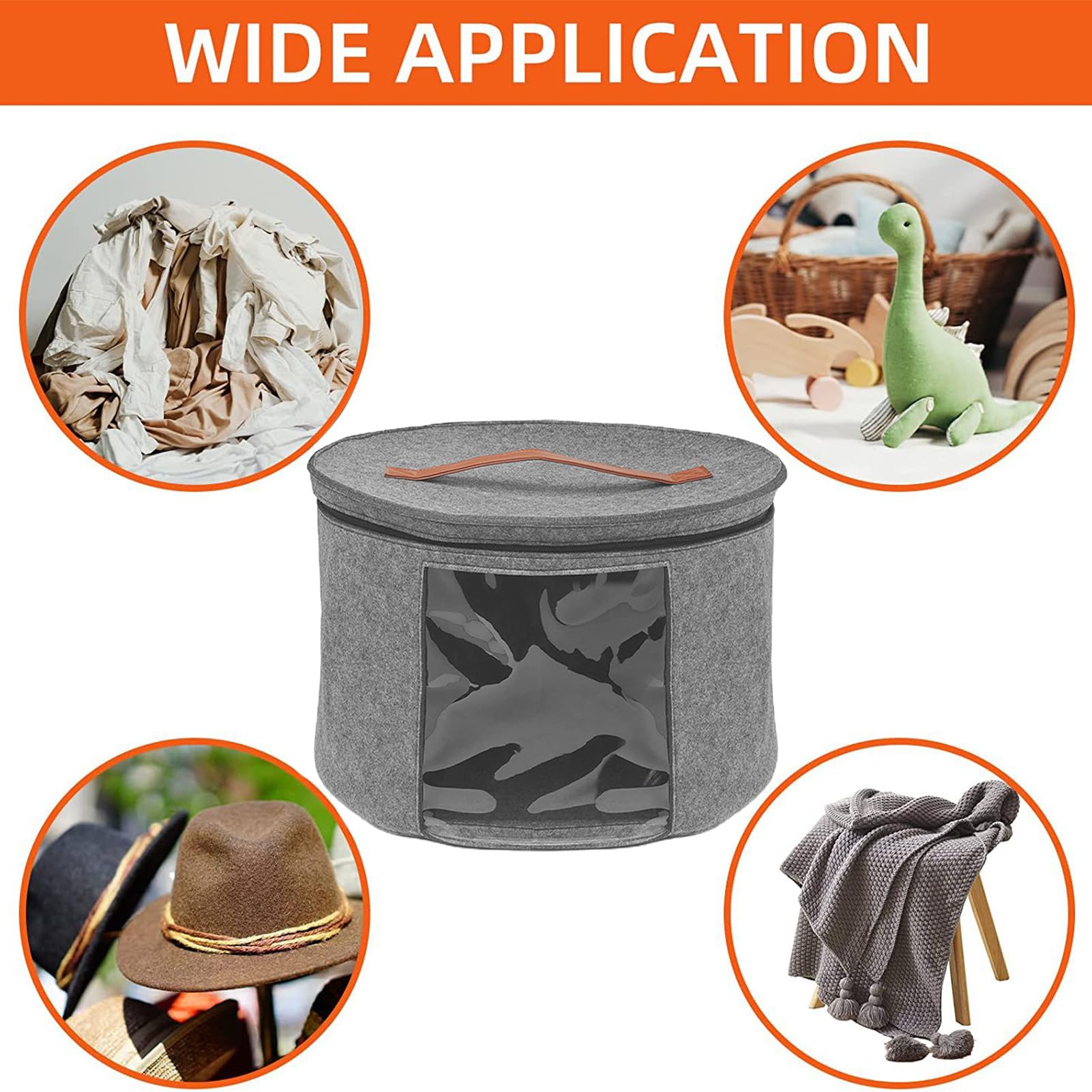 de almacenamiento para sombreros de fieltro: organizador plegable | organizador portátil para juguetes y ropa, contenedor con cremallera, diseño de ventana frontal transparente, solución