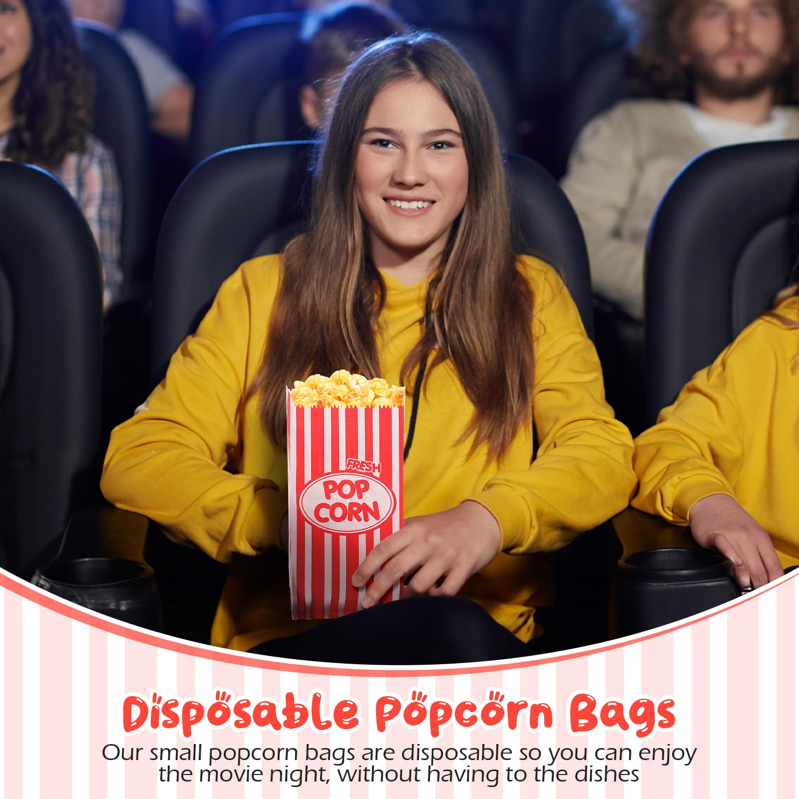 Vesici 1500 Stück Papier-Popcorn-Tüten, 28 ml, einzelne Portionen, Popcorn-Snacktüten für Popcorn-Maschine, Küche, Party, Kino, Karneval, Party, Dekorationen