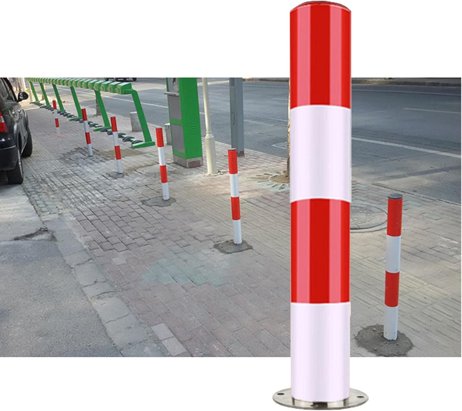 Aioneer Traffic Cone Safety Barrier Driveway Parking Traffic Safety Cones, Bollard Stanchion Post With Reflective Tape For Increased Night Visibility, Construction Channelizer Po-2pck-60cm/23.6