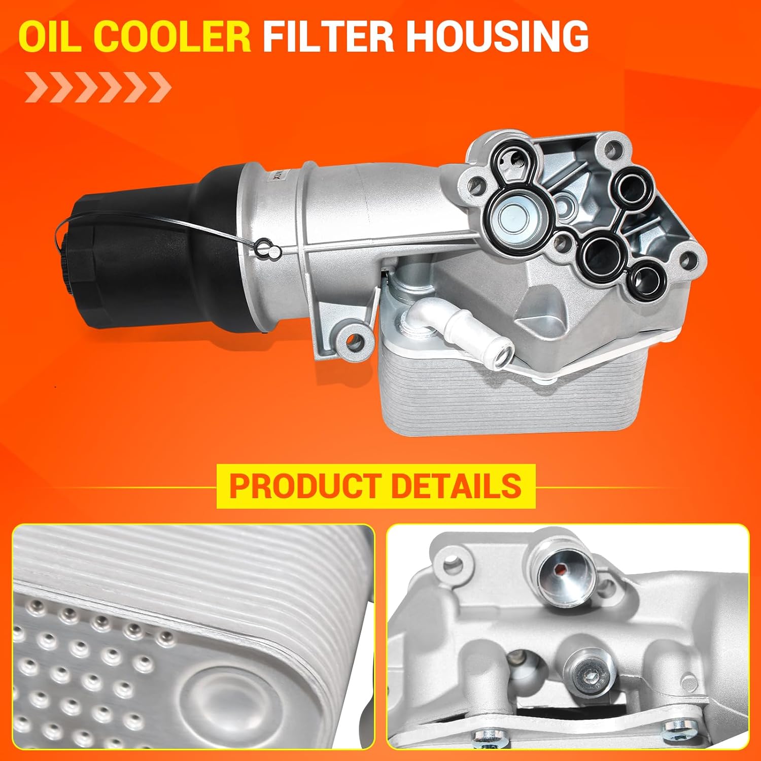 Upgraded Aluminum Oil Cooler Filter Housing Compatible with 2011-2013 Volkswagen Jetta Sedan 2012-2014 Passat Beetle 2.5L Replaces # 07K115397E