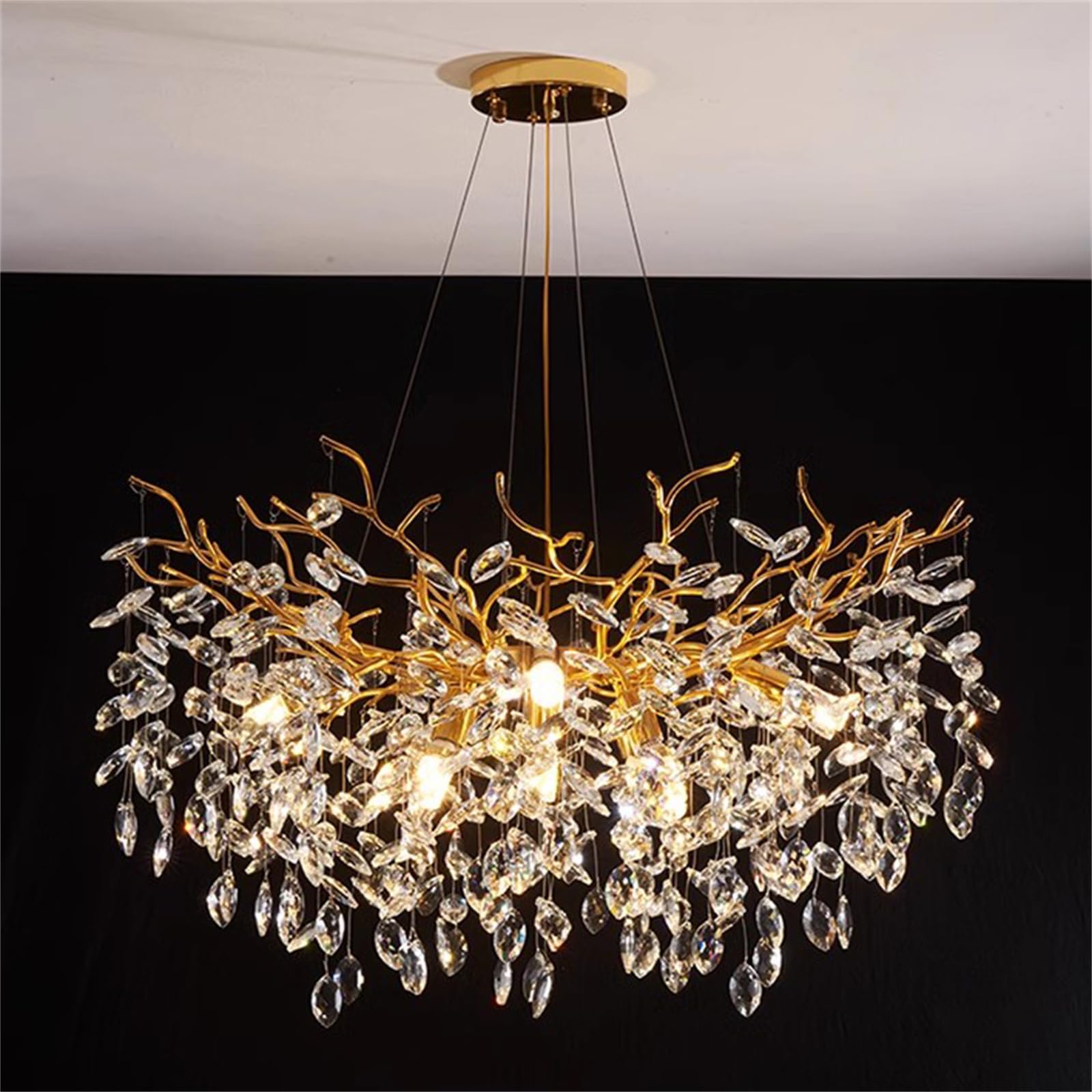 KXEcoLife Luxury Tree Branch Crystal Chandelier Modern Chandeliers Pendant Lighting Contemporary Hanging Light Fixture for Dining Room Kitchen Bedroom Living Room,D60cm