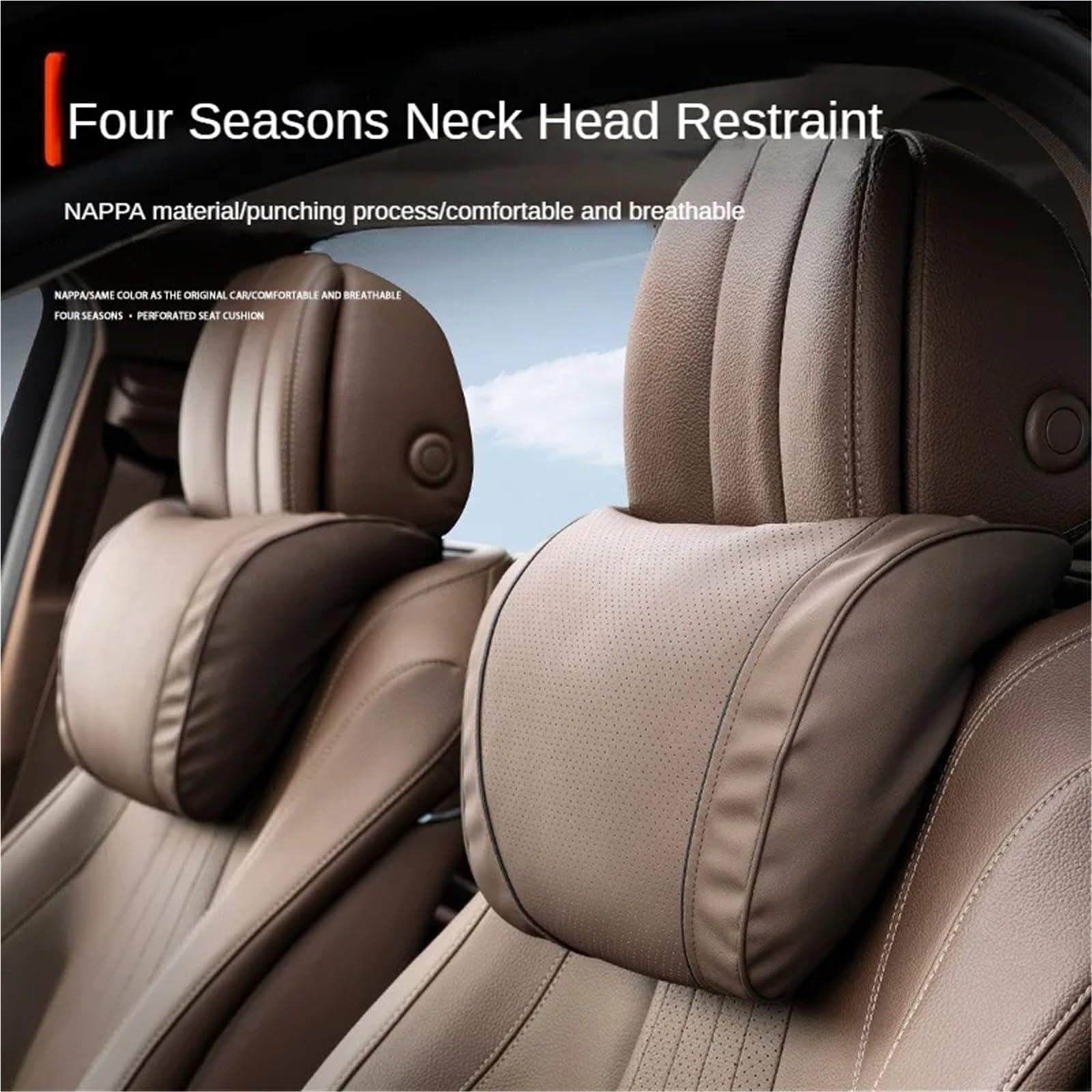 poduszka podtrzymująca szyję Do Fusion Edge Mustang Ecosport MK5 F150 Poduszka Pod Szyję Samochodu Podparcie Lędźwiowe poduszka na głowę fotela samochodowego(Brown-Neck)