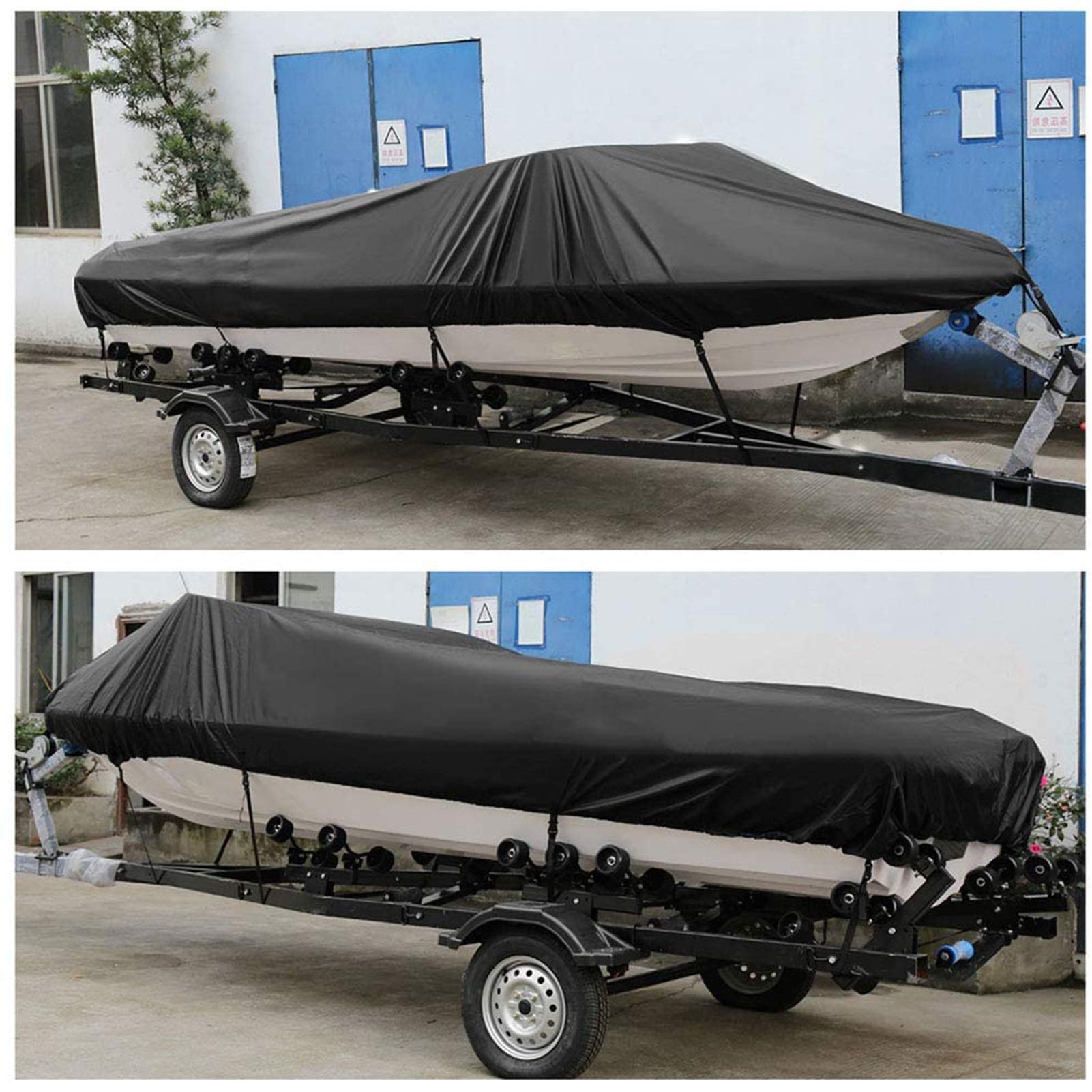 Pokrowiec na łódź, wodoodporny 420D, trwały, odporny na promieniowanie UV, pokrowiec do łodzi basowej, kompatybilny z Bayliner Tri-Hull i V-Hull Fishing Runabout, 3,4-7,3 m