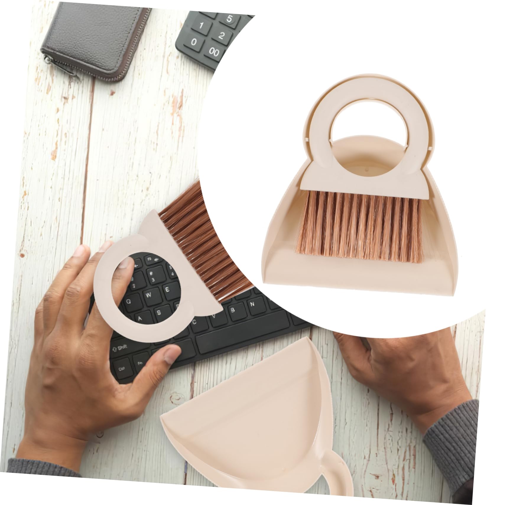 GOOHOCHY Tabletop Mini Broom Dustpan Cleaning Set Dustpan Brush for Keyboard Home Office Accessory