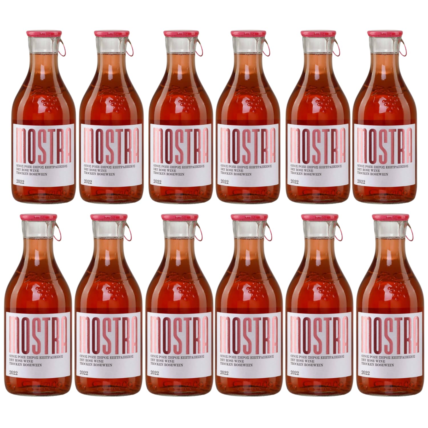 Mostra Wein rosé trocken 12x 0,5l | Weingut Tsililis | Roséwein aus Griechenland | Griechischer Tafelwein | + 20ml Jassas Olivenöl