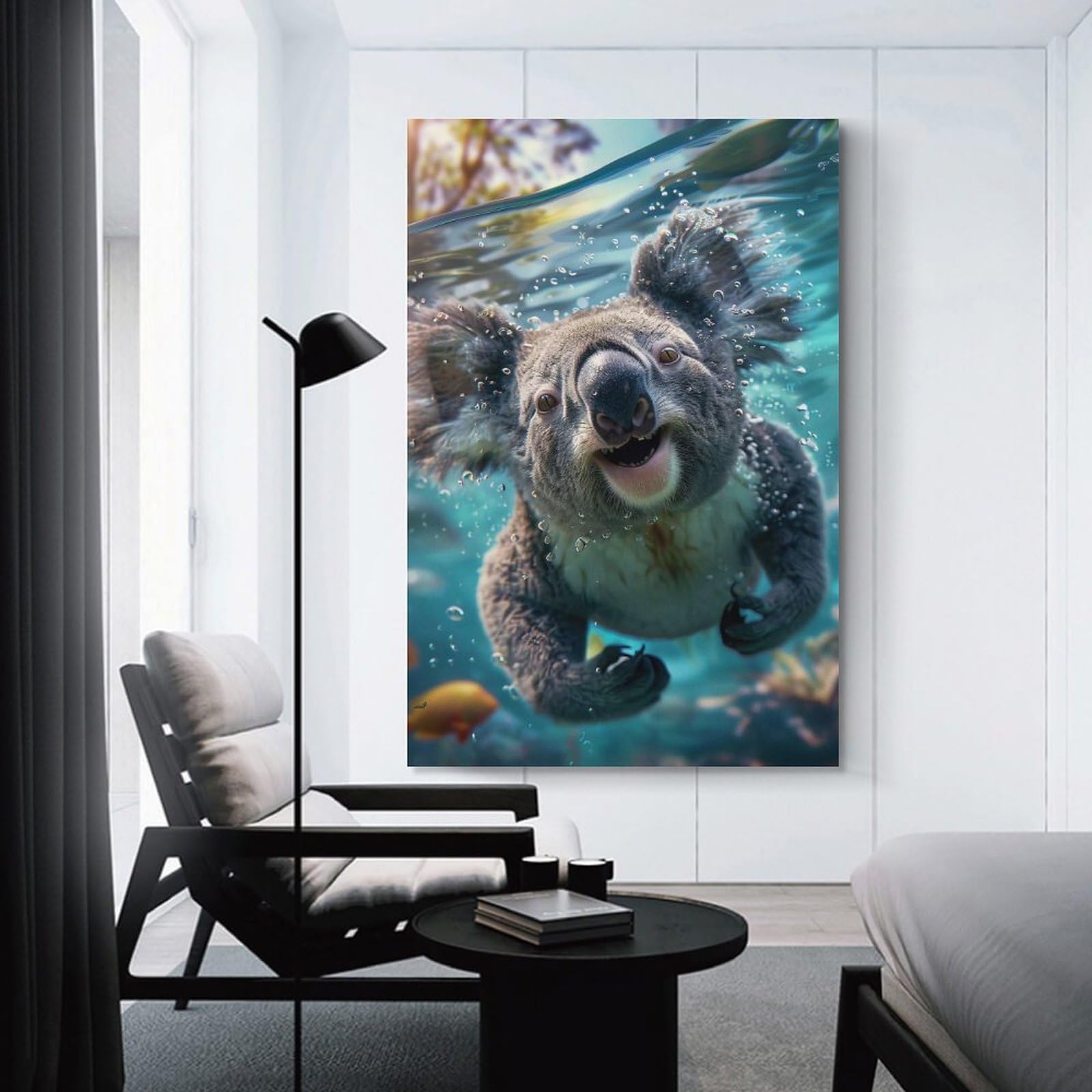 Junmoney Koala Sea Home Decor Wall Art, 08x12inch(20x30cm), for Work Areas, Reading Rooms Or Studios, An Interior Accent for Desk Areas