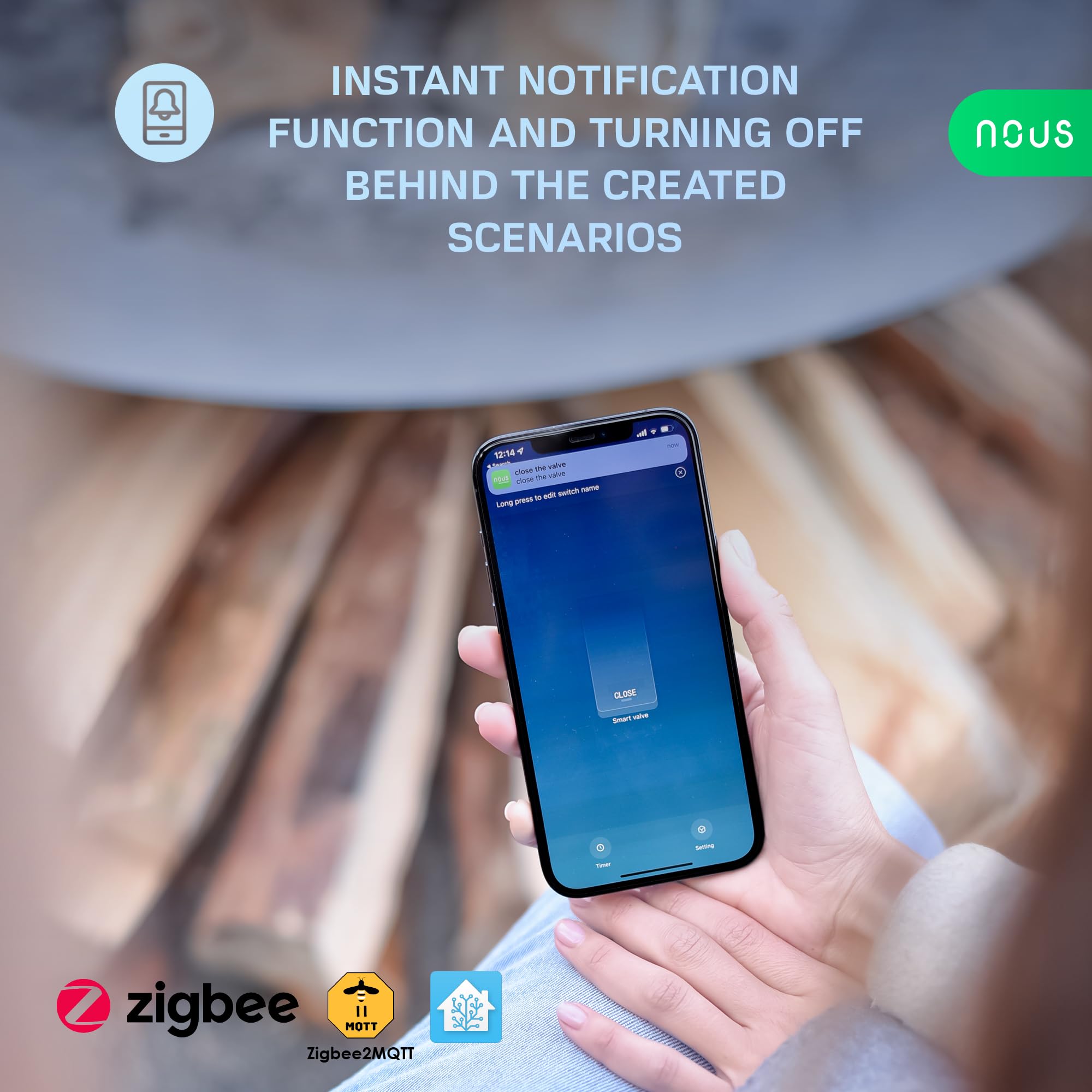 Válvula de agua NOUS LZ3 ZigBee, compatible con Google Assistant Alexa, NOUS Smart App, Tuya Smart Life, temporizador, válvula de agua ZigBee, control de riego MQTT, ZigBee2MQTT.