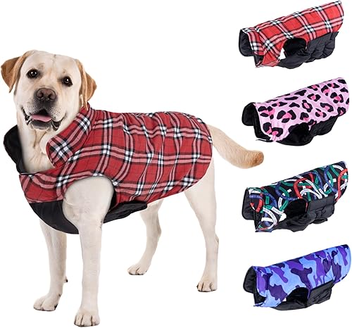 CuteBone Abrigo de invierno para perro, impermeable, resistente al viento, chaleco reversible para perro, grueso, ajustable, para clima frío, para