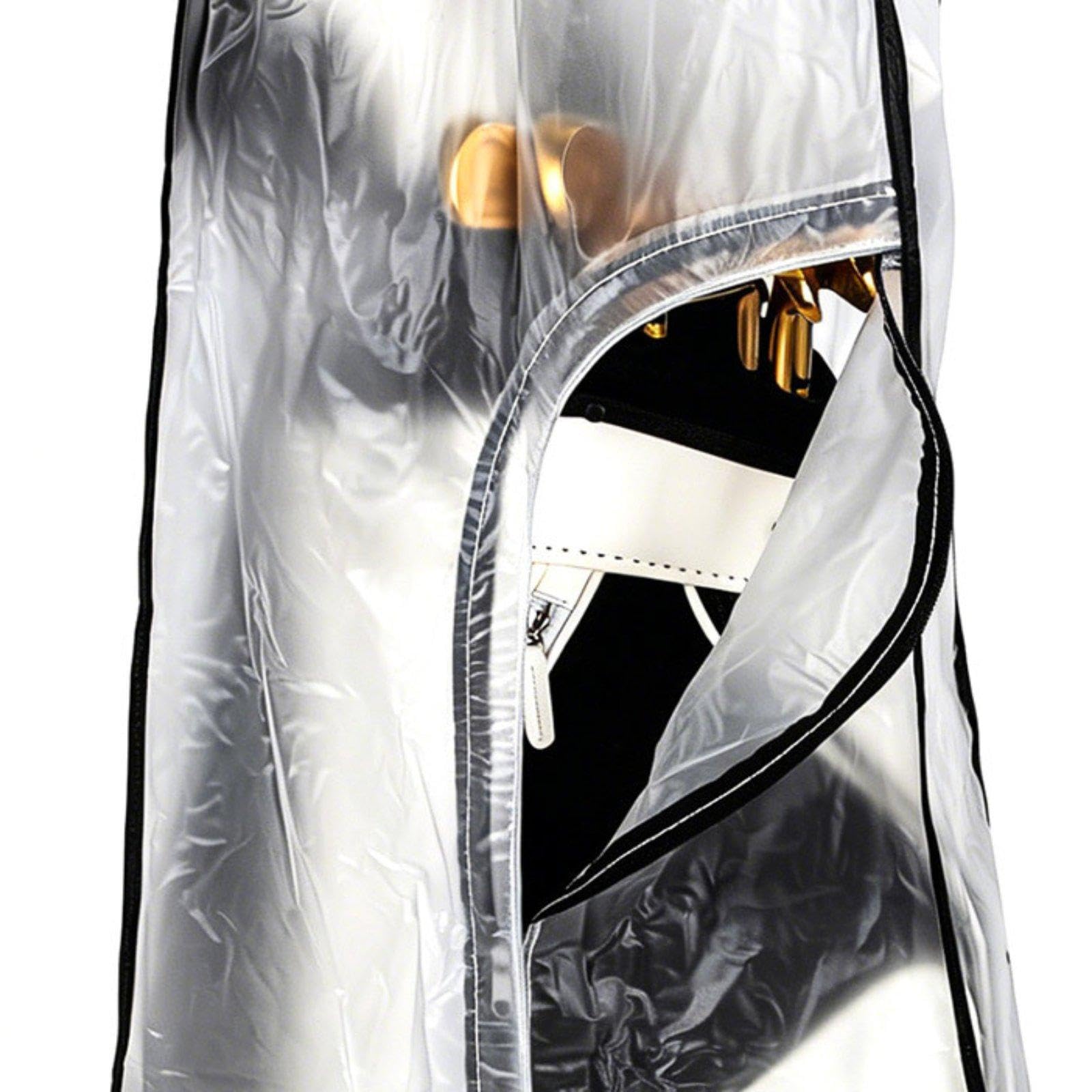 Funda de Lluvia para Bolsa de Golf Cubierta Impermeable Protector Capucha Transparente PVC Carro Empuje Acceso con Cremallera Plegable L