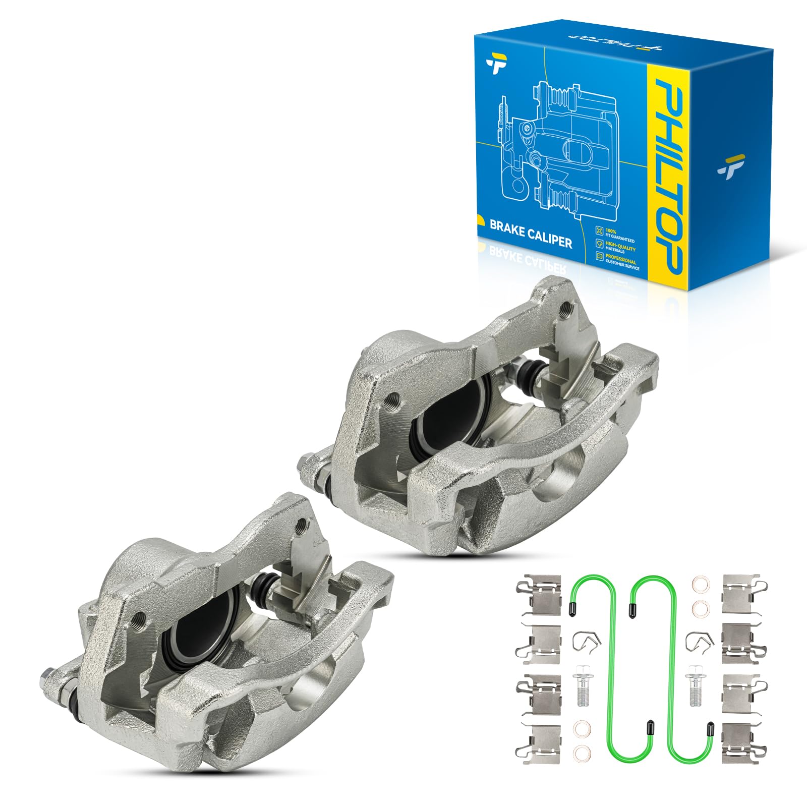 PHILTOP Front Brake Caliper for 2010-2019 Toyota Corolla, 2Pcs Silver