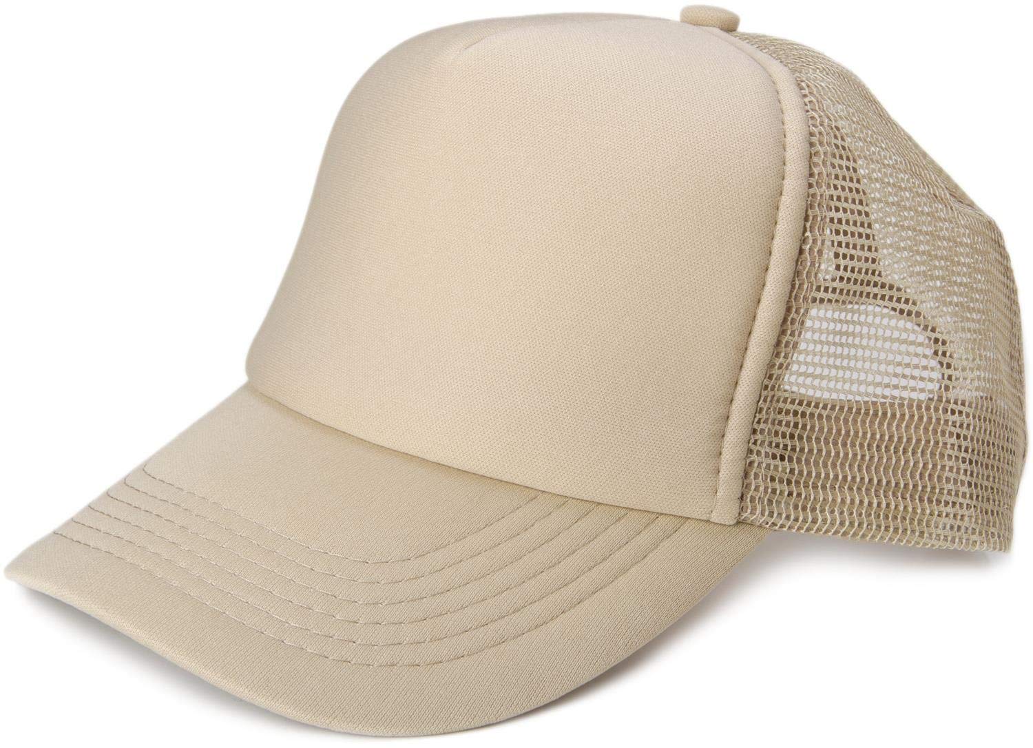 Stylebreaker Unisex Khaki 5-Panel Mesh Cap, Trucker Baseball Cap, Adjustable Click And Snap Closure, Cap 04023007, Colour: