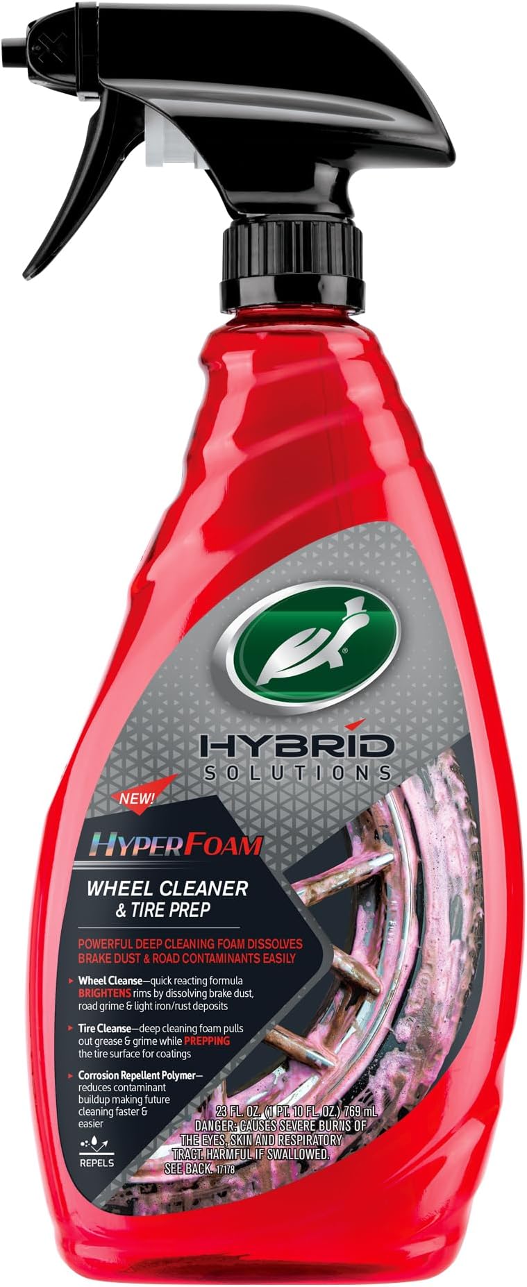Turtle Wax Hybrid Solutions Hyper Foam Wheel and Tyre Cleaner, High-Foaming Formula, Removes Dirt, Iron & Break Dust, Perfect Prep for Tyre Shine, Safe for All Wheels, 680ml (Pack of 1)