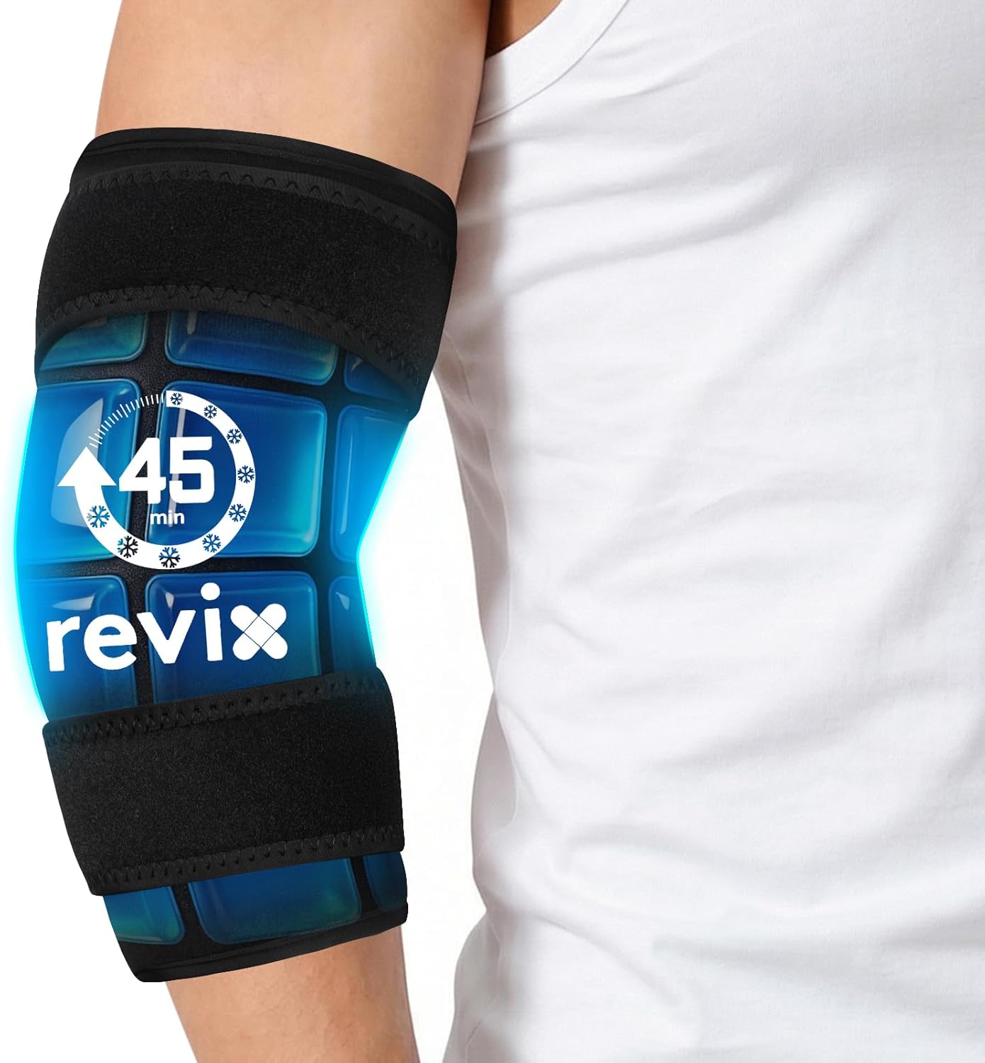 REVIX Elbow Ice Pack Wrap for Pitchers, 45-Minute Long-Lasting Cold Compression Wrap with Ice Grid Gel Design for Athletes, Reusable Gel Ice Wrap for Tennis Elbow, Golfer's Elbow & Muscle Fatigue