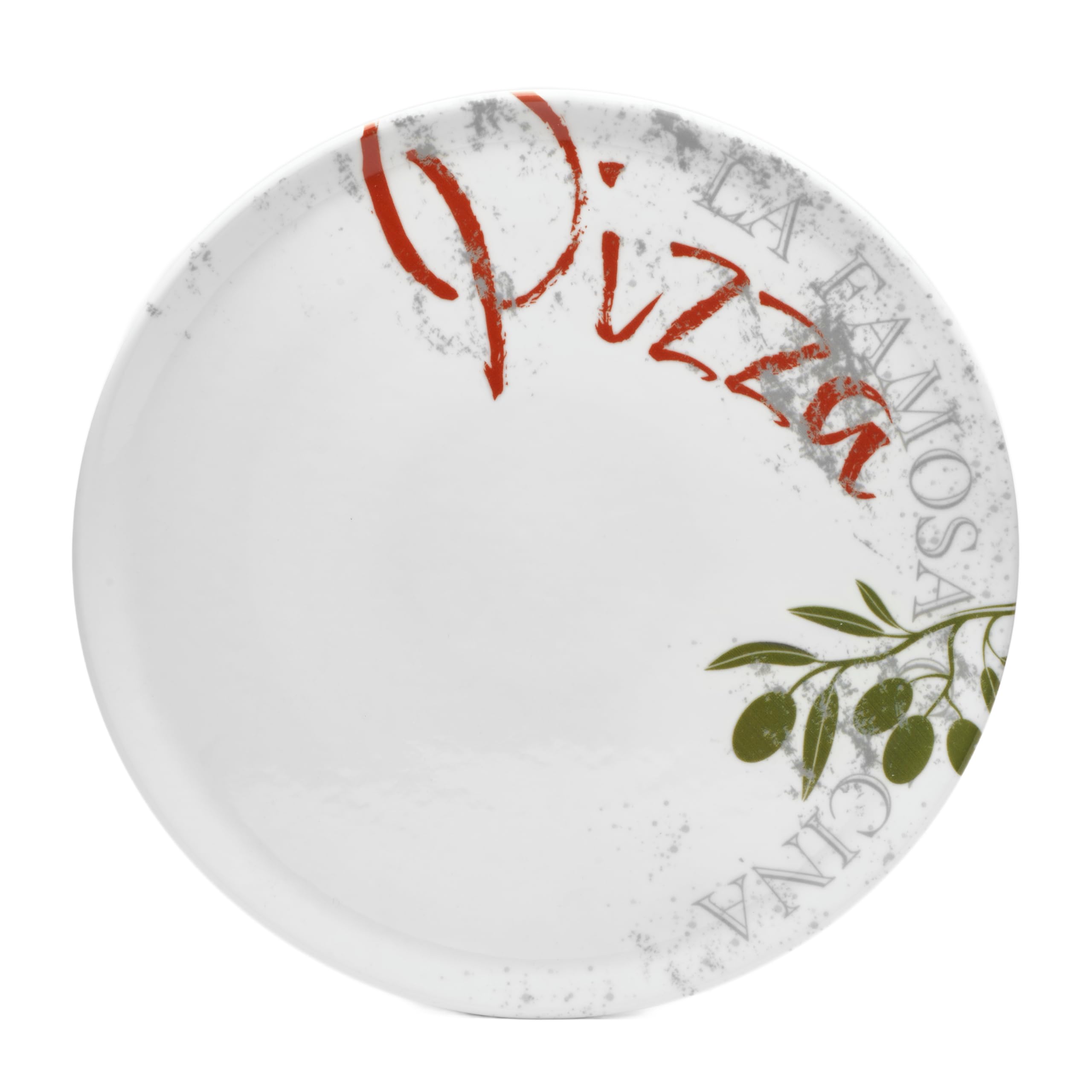 Van Well Famosa Lot de 6 grandes assiettes à pizza italiennes Ø 33 cm blanches – Assiettes XL en porcelaine pour pizza, pâtes et salade – Convient au micro-ondes, passe au lave-vaisselle, bien