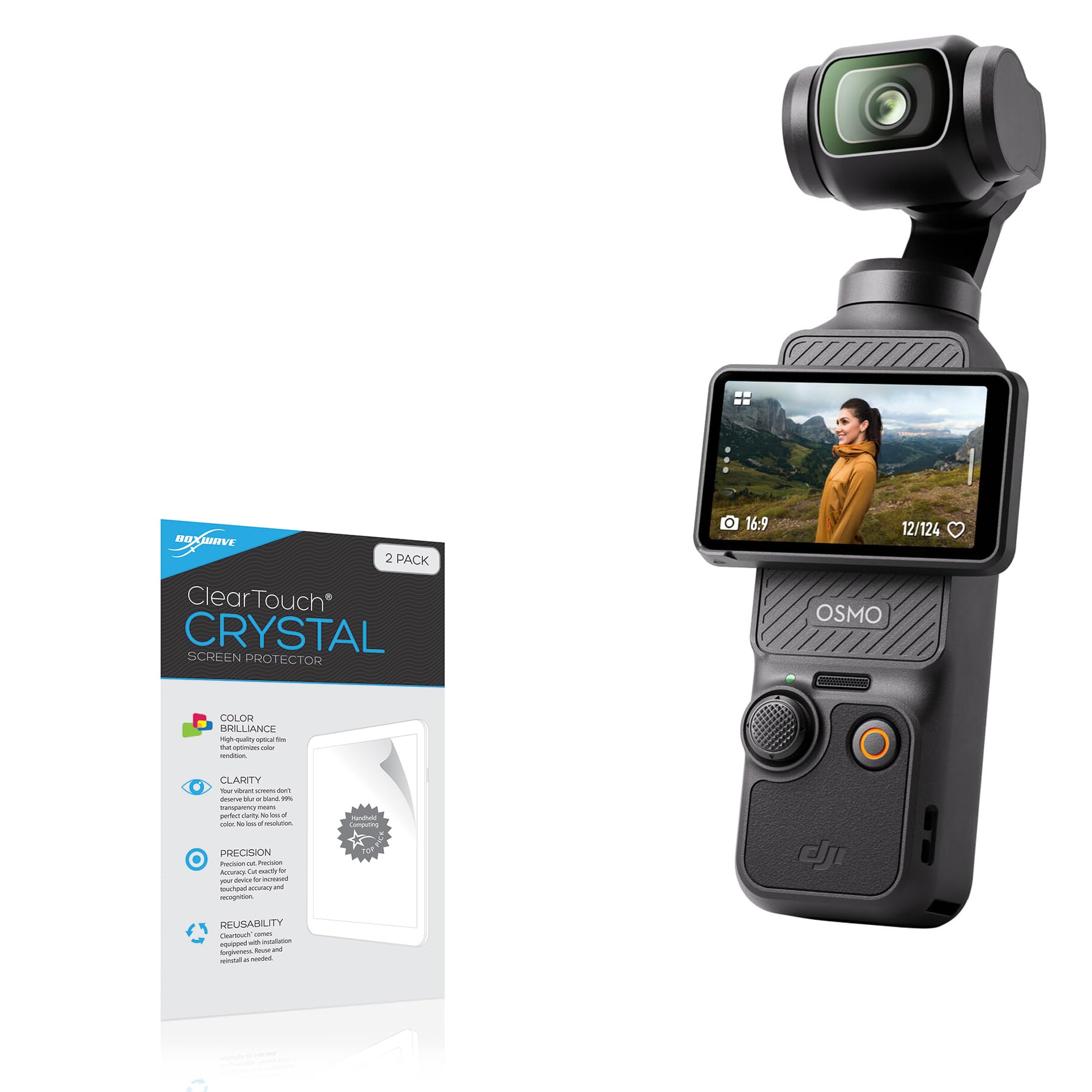 BoxWave Screen Protector Compatible with DJI Osmo Pocket 3 - ClearTouch Crystal (2-Pack), HD Film Skin - Shields from Scratches