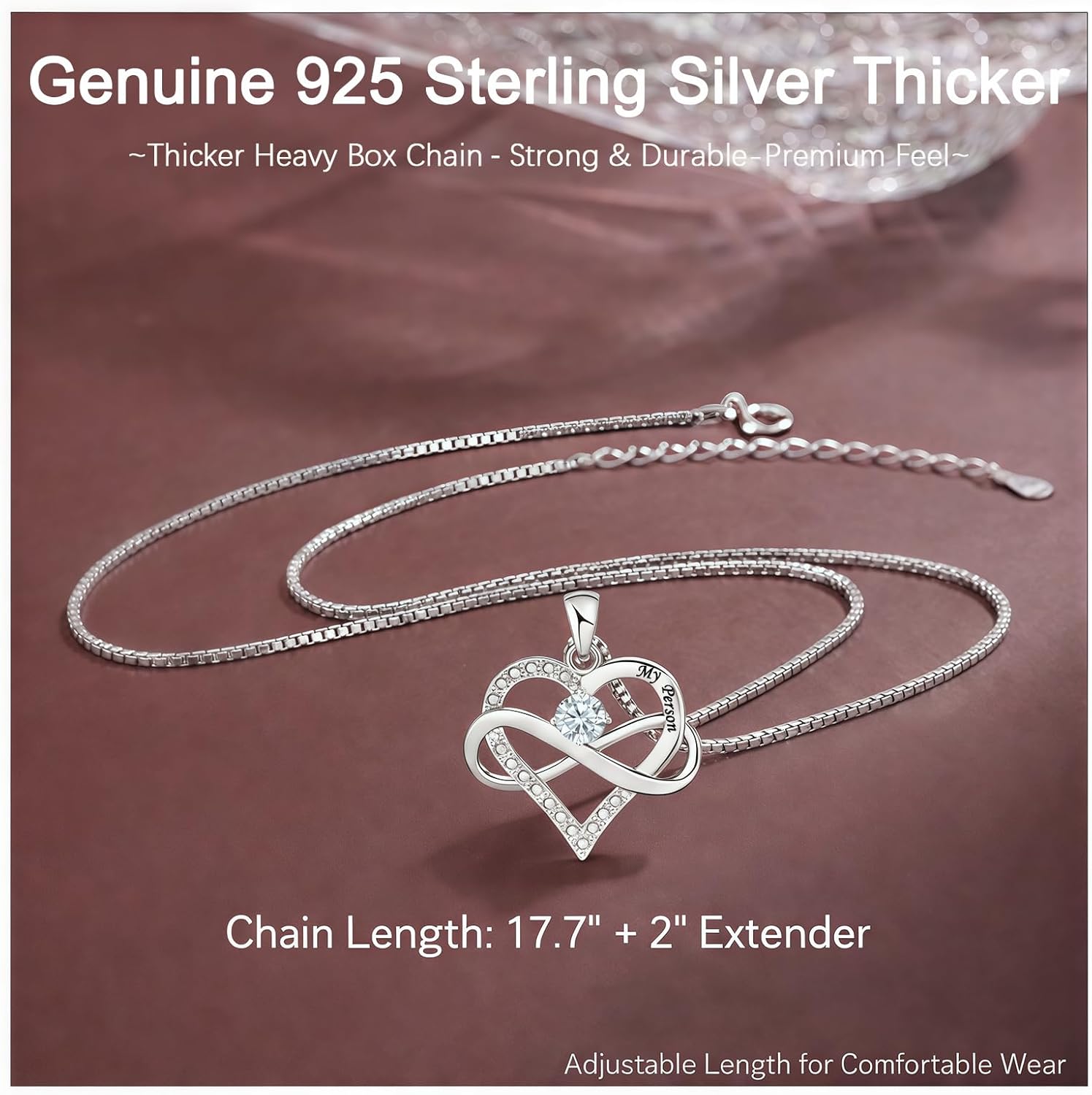 Valentine’s Day Gifts for Her – Sterling Silver Necklace for Women, Infinity Heart Pendant, Birthday & Mother’s Day Gifts for Girlfriend, Wife & Mom - Image 6