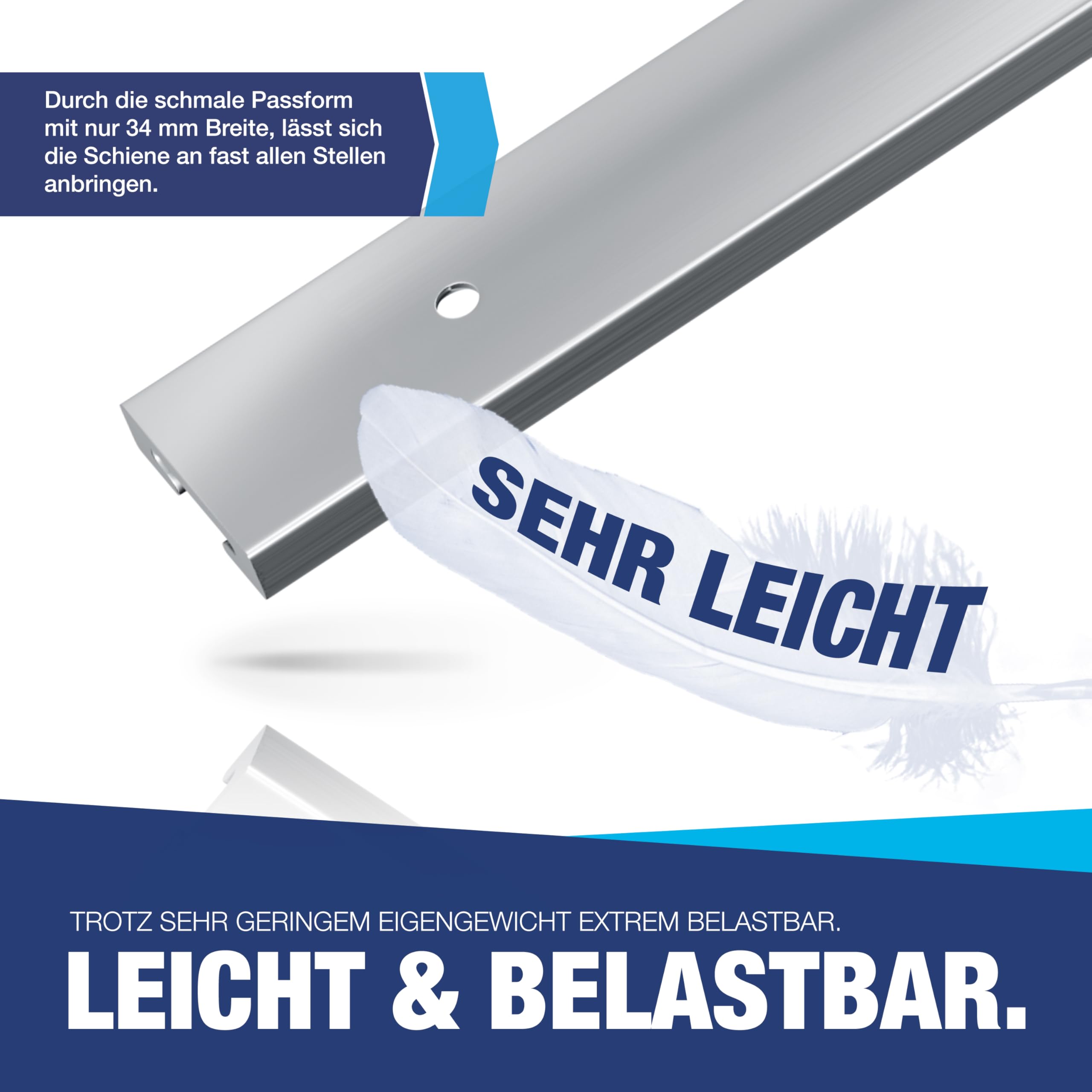NTG Riel para aerolíneas, 4 unidades, 2 m, 1975 mm, rectangular, aluminio, certificado TÜV, accesorios para remolque, seguridad de carga, carril de amarre, para camiones, furgonetas, autocaravanas