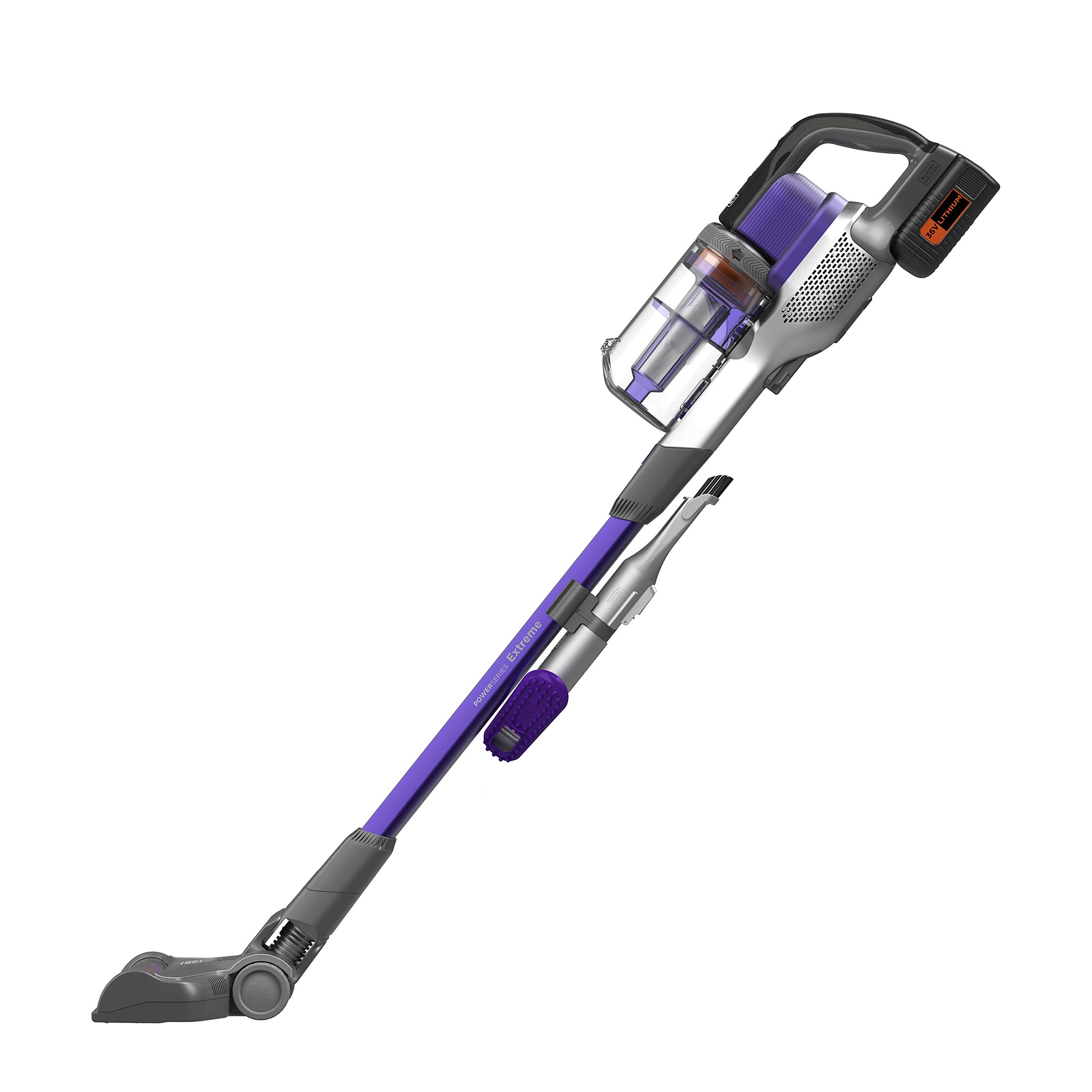 Black+Decker BHFEV362DP-QW Aspirador de Escoba 4en1 Power Series Extreme Especial para Mascotas con batería Externa 36V 2Ah.3 velocidades y 78min de autonomía.
