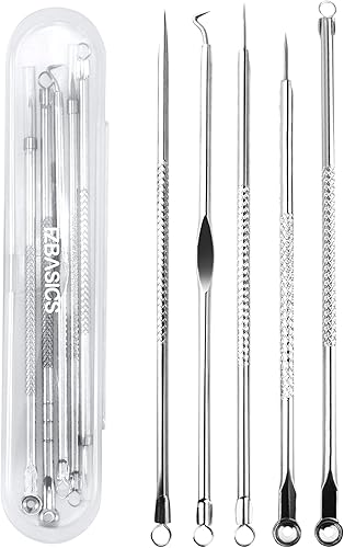 Herramientas removedoras de puntos negros para Face EZBASICS Profesional Extractor de Comedones de Acero Inoxidable para Manchas y Puntos Blancos,