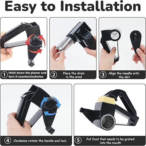 Miniatura 3 de Regalo de chef culinario, queso giratorio de mano, nueces, rallador de verduras, color negro