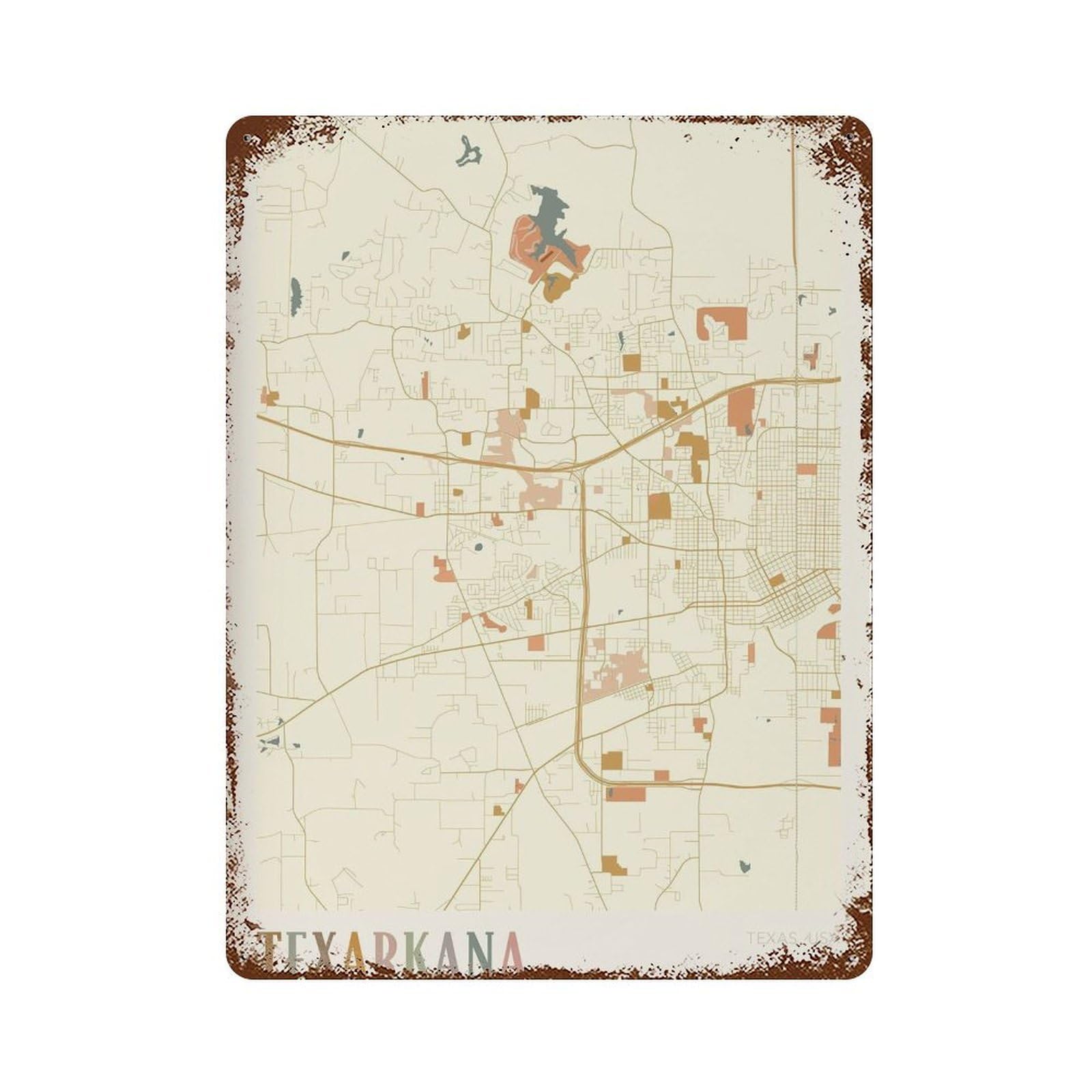 xiaoxiaoshen Texarkana Map Texas Travel Gift Boho Wall Decor Art Metal Tin Poster Modern Home Decor Art Home Bar Shop Decorations Vintage Sign 40x30cm