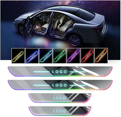 Bloomcar - 4 luces LED para umbral de puerta, luces inalámbricas para puerta de automóvil, umbral de puerta LED Bloomcar con 7 colores de