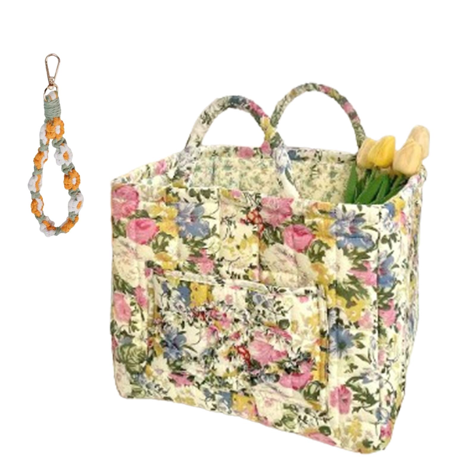 Boho Fabric Storage Basket, 2025 New Boho Quilted Fabric Storage Basket, Large Capacity Collapsible Laundry Hamper, 12.99x10.63x10.24 in Portable Folding Bag (B)
