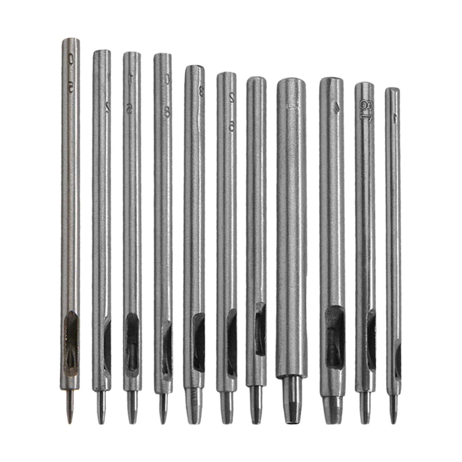 Tsophreniq 11Pcs Leather Craft Punching Tool 0.5mm-4.0mm Heavy Duty Alloy Round Hole Puncher for Belts Shoe Repair Leatherworking Shoe Eyelet Puncher Pliers