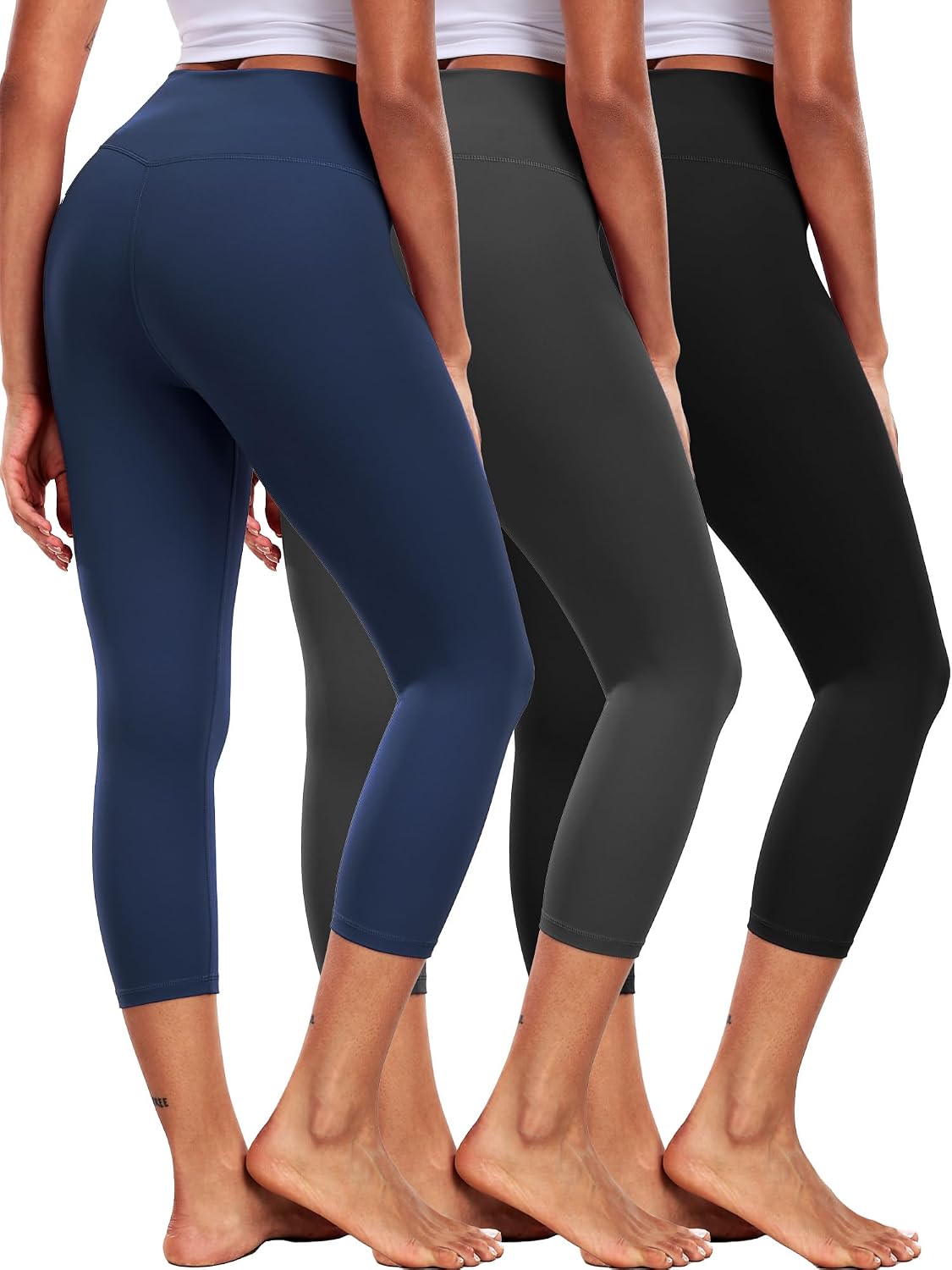 CADMUS Women's Yoga Legging Capris Soft High Waist Tummy Control Workout Pants