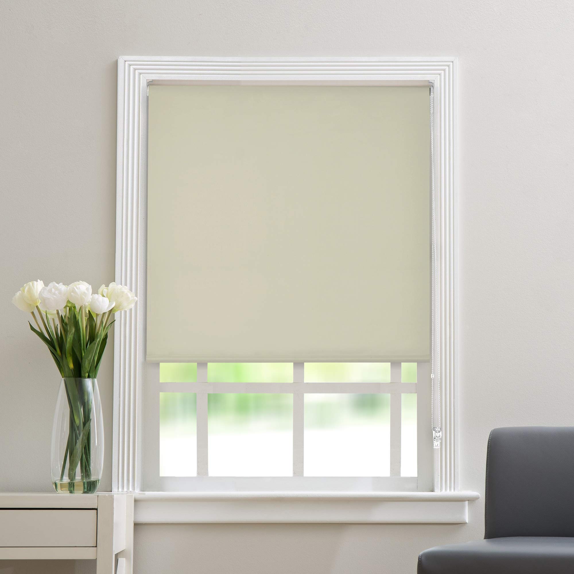 Deco Window 100% Blackout Roller Blinds for Windows Sun, UV Protection & Glare Resistant for Home & Office 4Ft 4in x 7Ft (W x H) Ivory