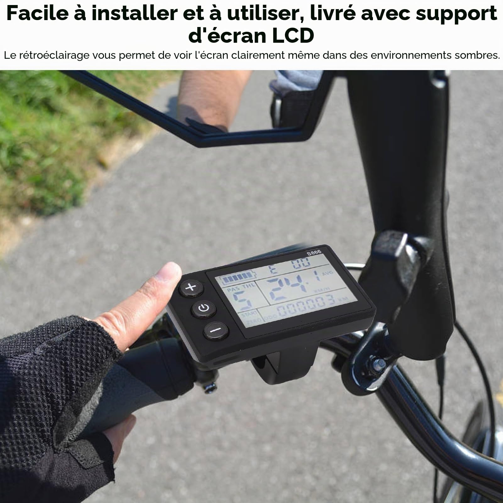 BuyWeek Panneau d'Affichage LCD pour Vélo électrique, Ordinateur de Vélo électrique Connecteur étanche 6P Compteur de Vitesse Affichage LCD