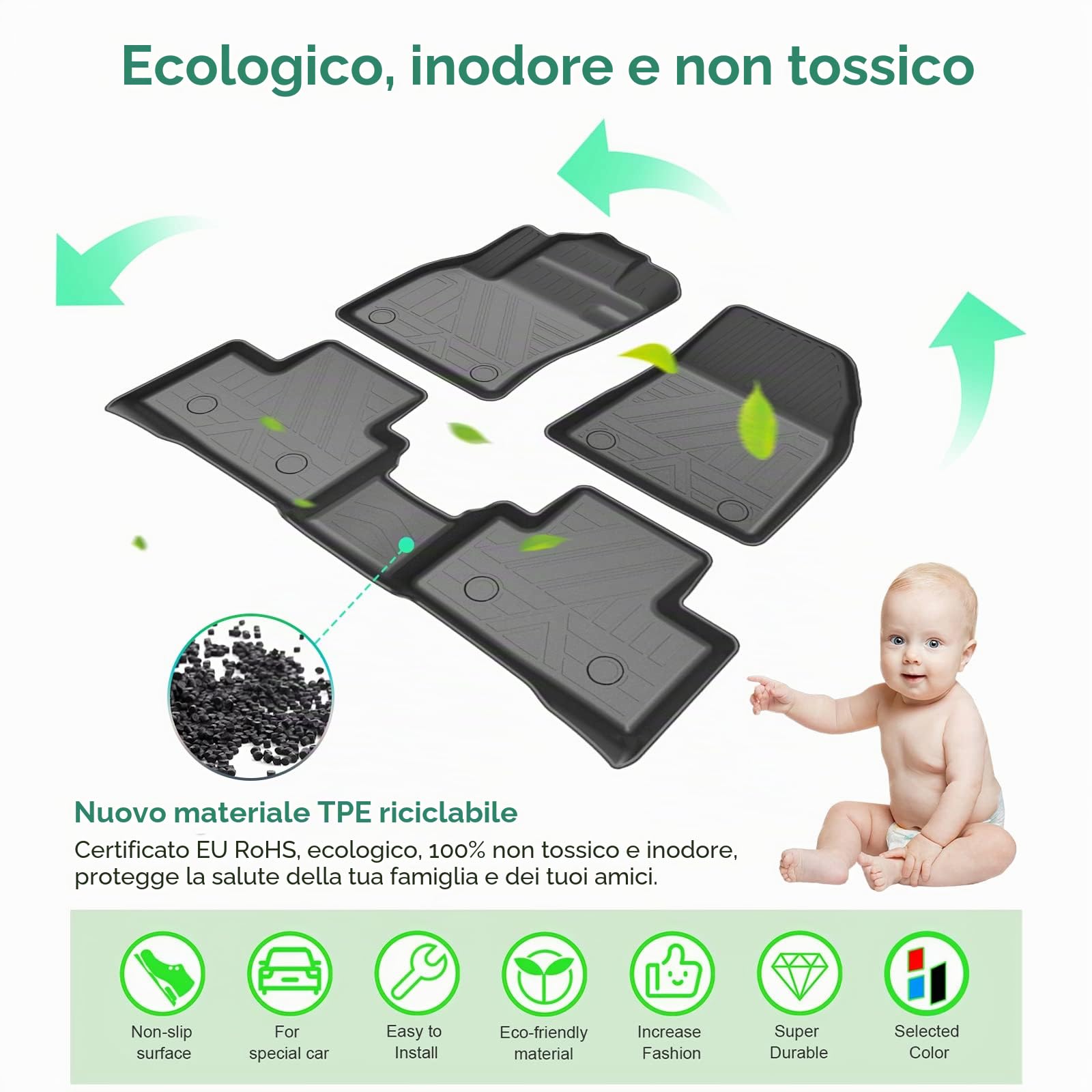 GAFAT Volvo XC40 Tappetini Abitacolo, Tappetino in Gomma Originale TPE Scansione 3D Bordo Alto, Accessori per Volvo XC40 [Non per Hybird & EV]