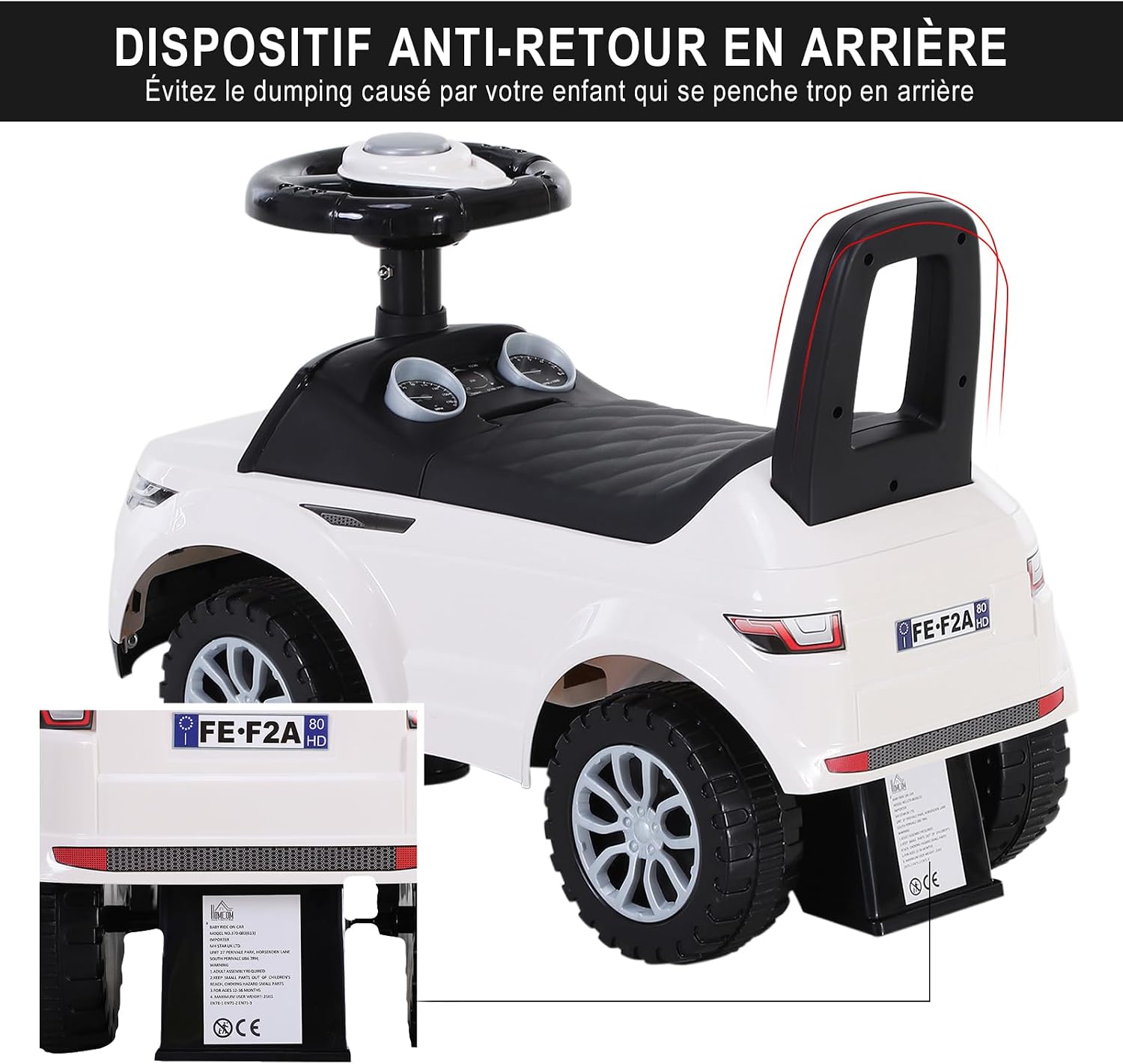 Porteur voiture enfant – grand siège et volant ergonomique