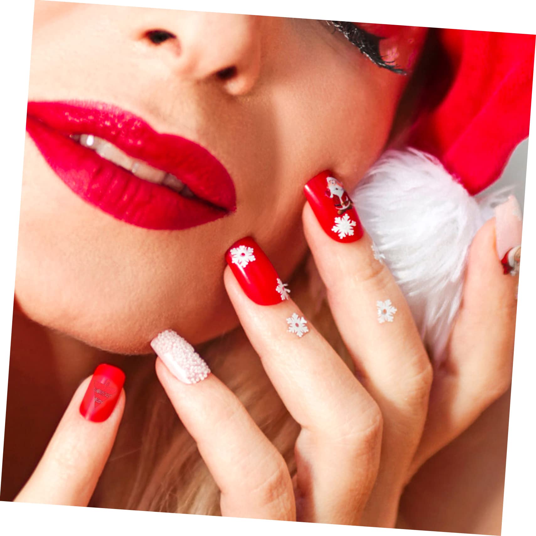 FRCOLOR 5 Set Adesivi Per Unghie Natalizi Ragazze Unghie Finte Unghie Finte Per La Festa Di Natale Consigli Per Decorazioni Natalizie Per Le Unghie Rosso 5 Fogli 5 Fogli*5