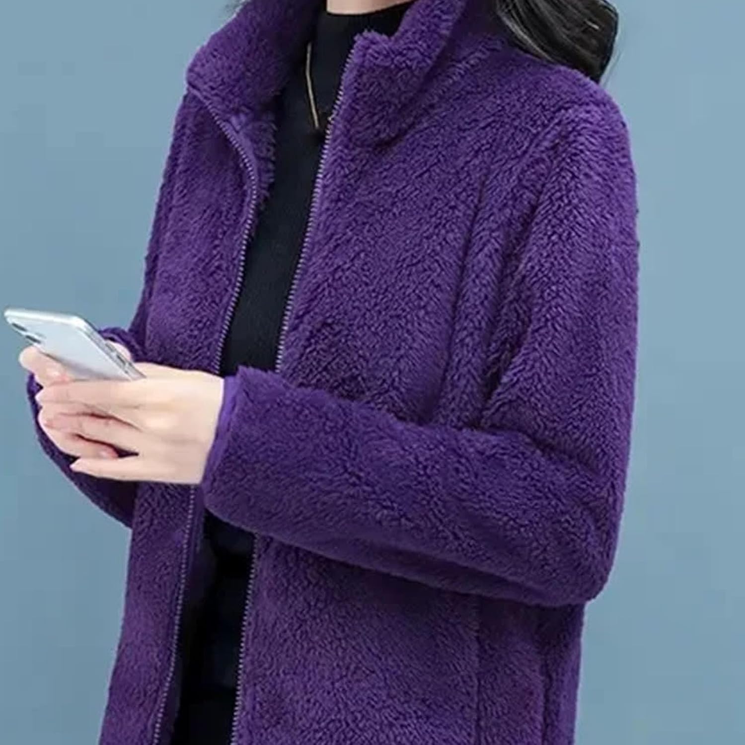 Polar Fleece Coat Coral Fleece Jacket Stand Collar Cardigan Leisure Outwear Blouse Tops