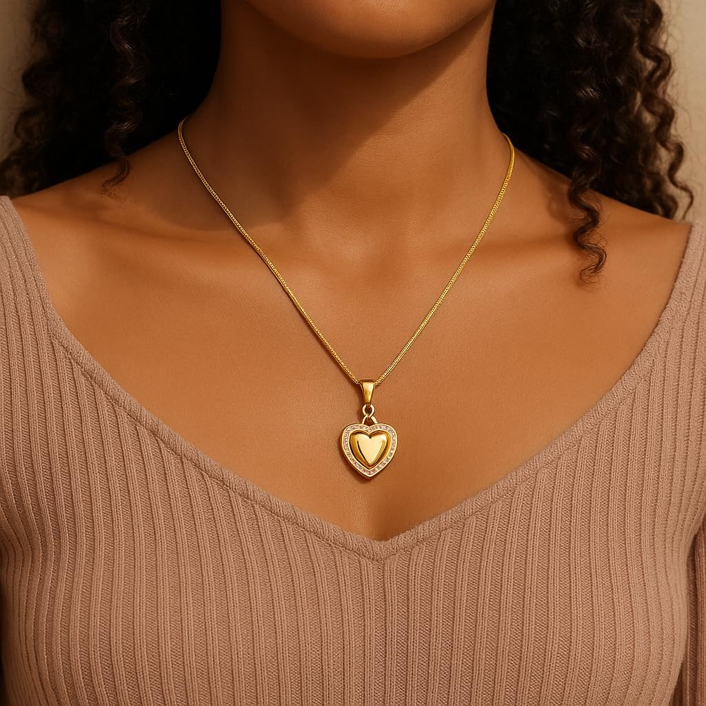 Dainty 14K Gold Plated Heart Necklace for Women - Diamond-Cut Cubic Zirconia Faith Pendant, Adjustable Chain, Spiritual Love Gift for Her - Image 6