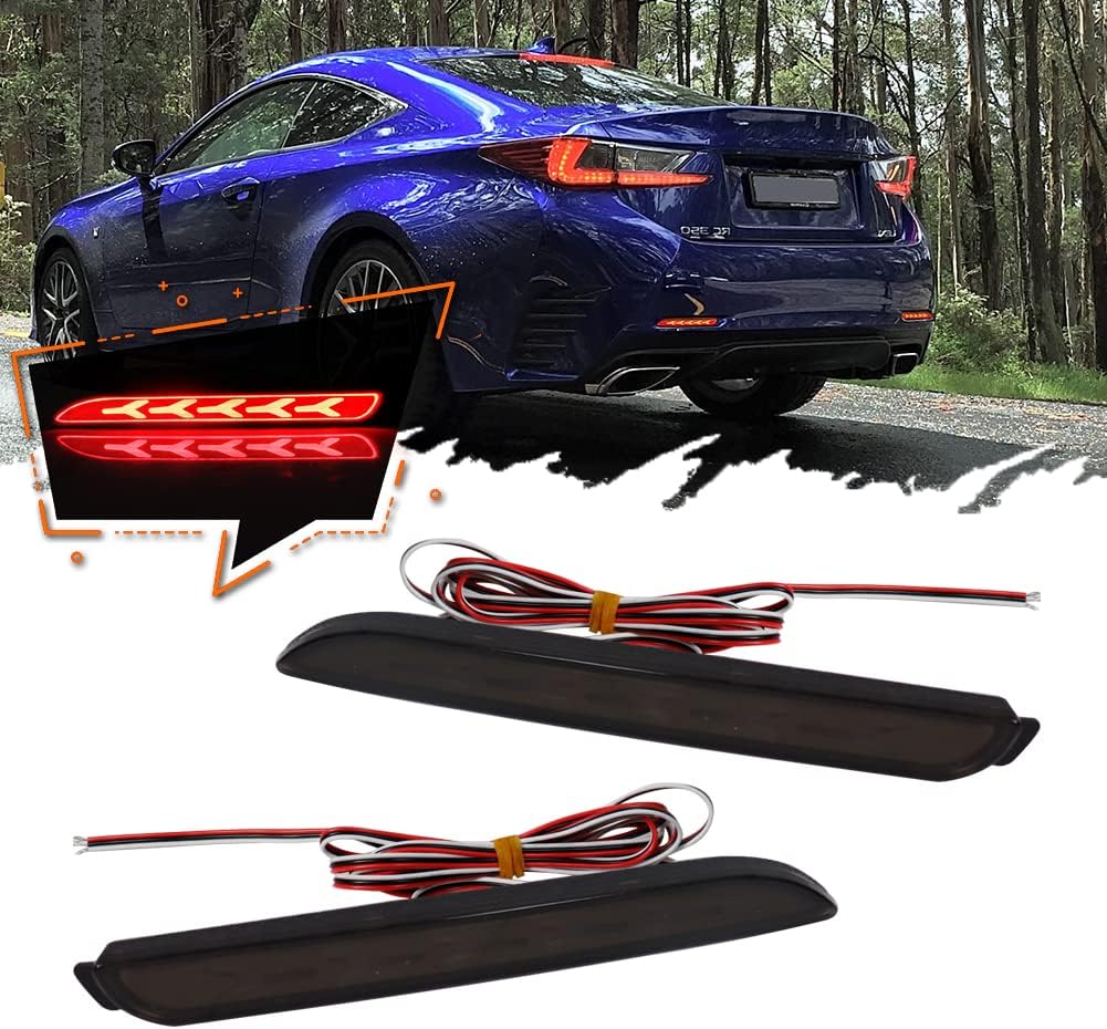 3D Optic Fish Bone Style Smoked Lens LED Rear Bumper Reflectors Brake Tail Lights Lamps For Lexus RC250 RC350 IS-F GX470 Toyota REIZ Sienna Matrix Venza Avalon