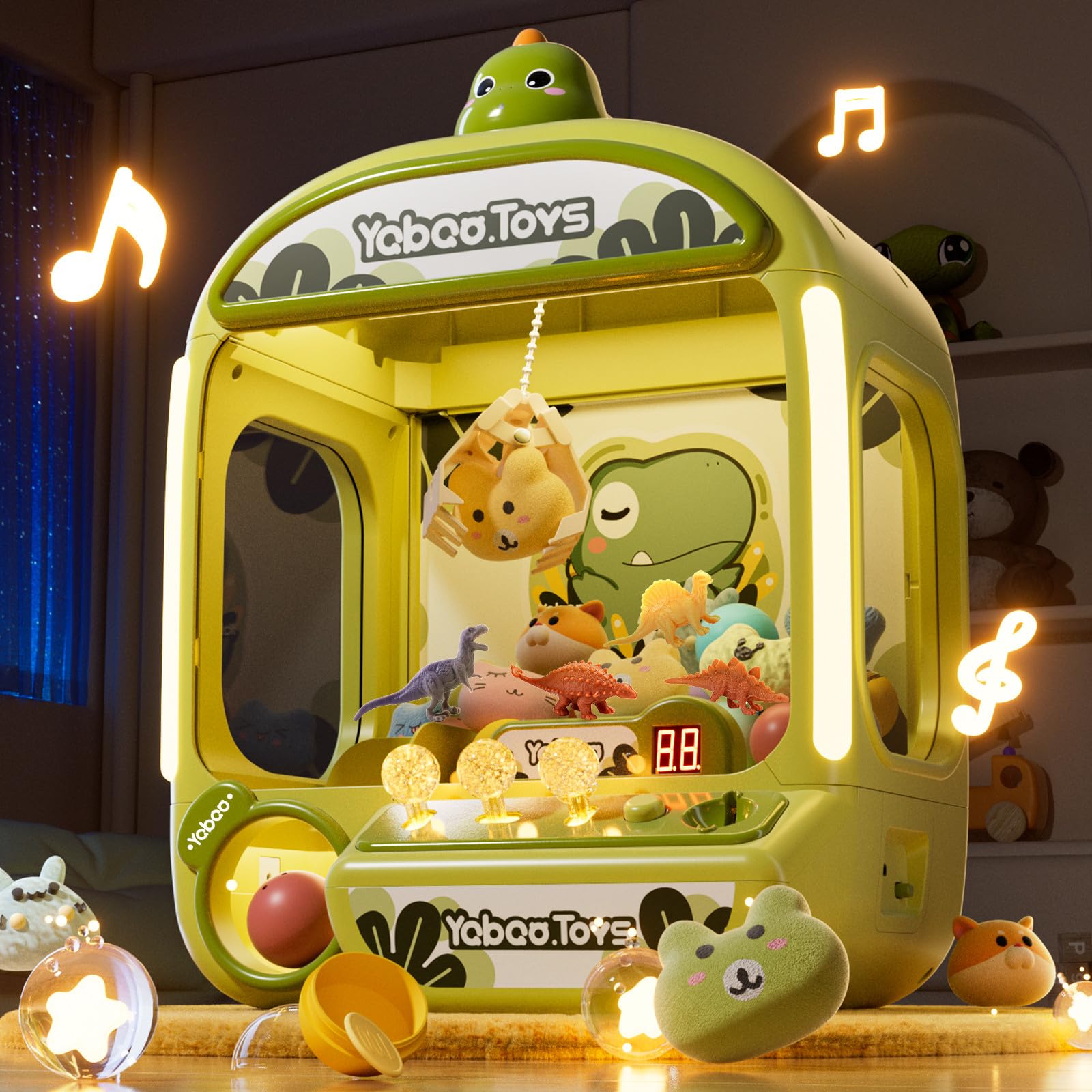 Claw Machine for Kids, Dinosaur Toy Claw Machine Large, Mini Arcade Machine with Prizes Toys Refill Inside, Kids Vending Game Machine, Party Prize Candy Dispenser, Easter Gift for Girls Boys
