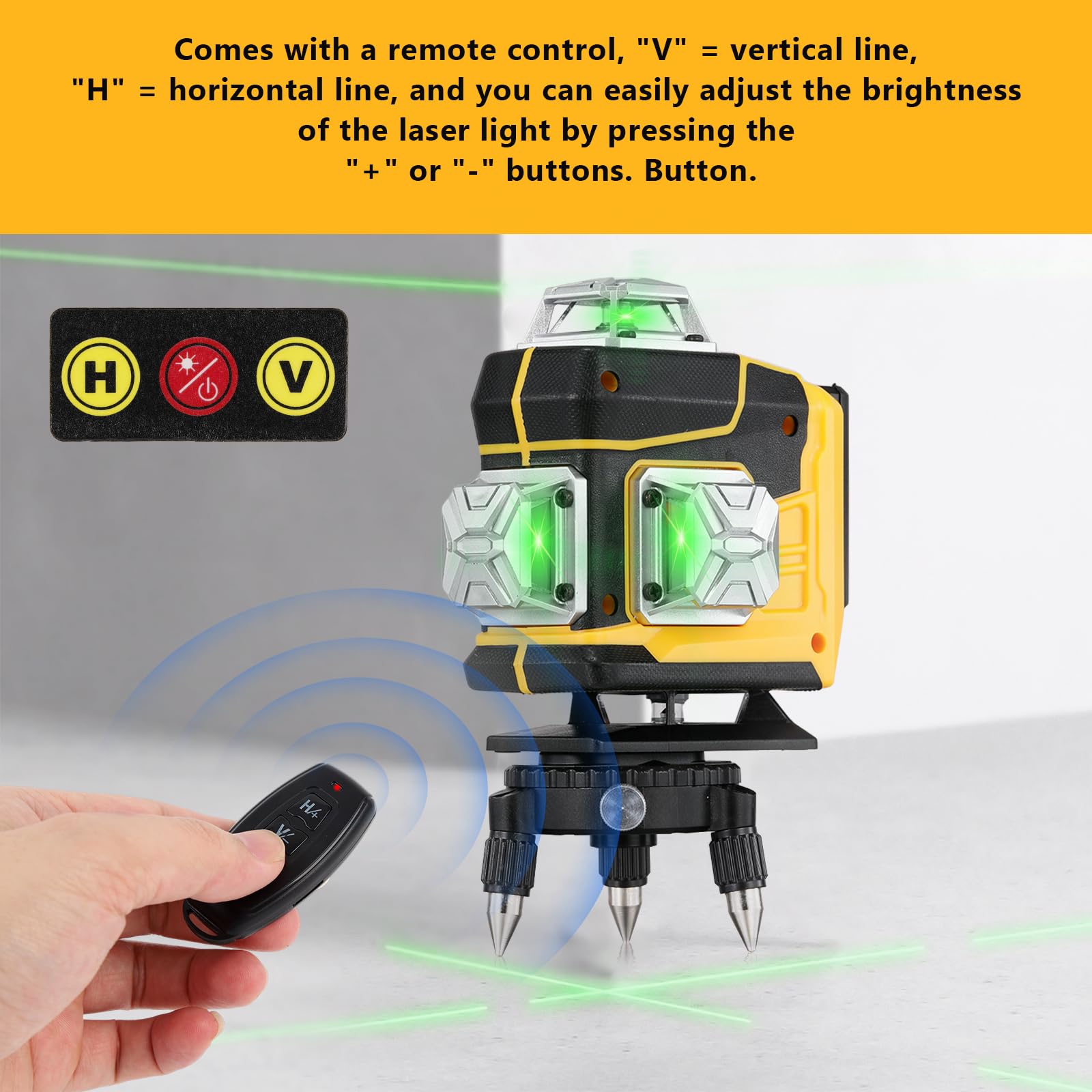Multifunzionale 4D 16 linee laser livello 3° autolivellante macchina batteria al litio ricaricabile strumento di livellamento con 3 altezze regolabile in lega barra di estensione treppiede