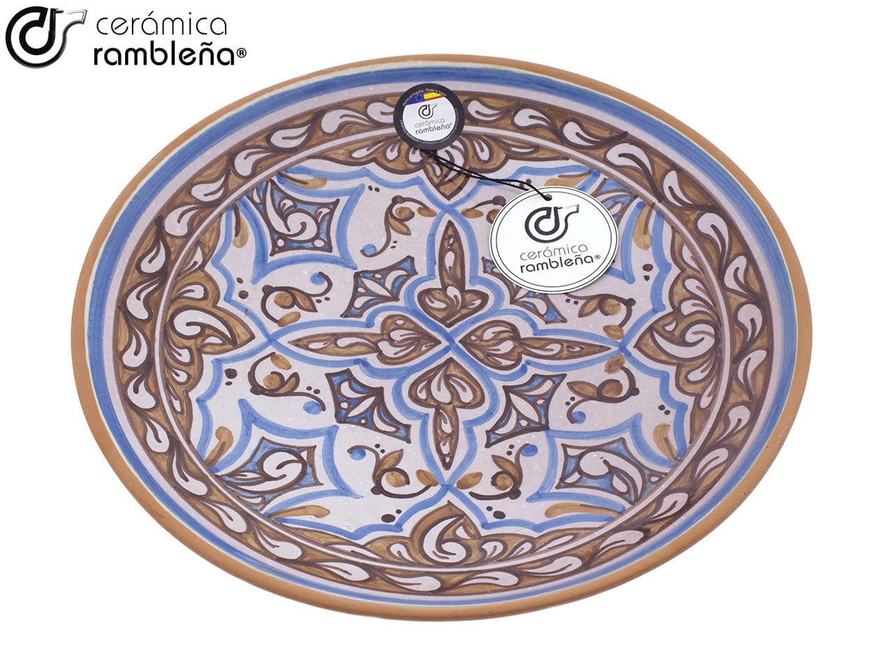 CERÁMICA RAMBLEÑA | Plato decorativo pared | Plato de cerámica | Plato de pared | Plato de barro | Plato pared - Modelo D46 | 100% Hecho a mano | 27x27x4.5 cm