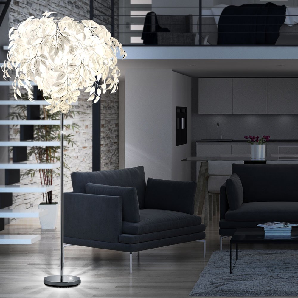 RL LIVE YOUR LIGHT Reality Leuchten Stehleuchte Leavy R40463001, Metall Nickel matt, Schirm Kunststoff weiß, 70 x 70 x 180 cm
