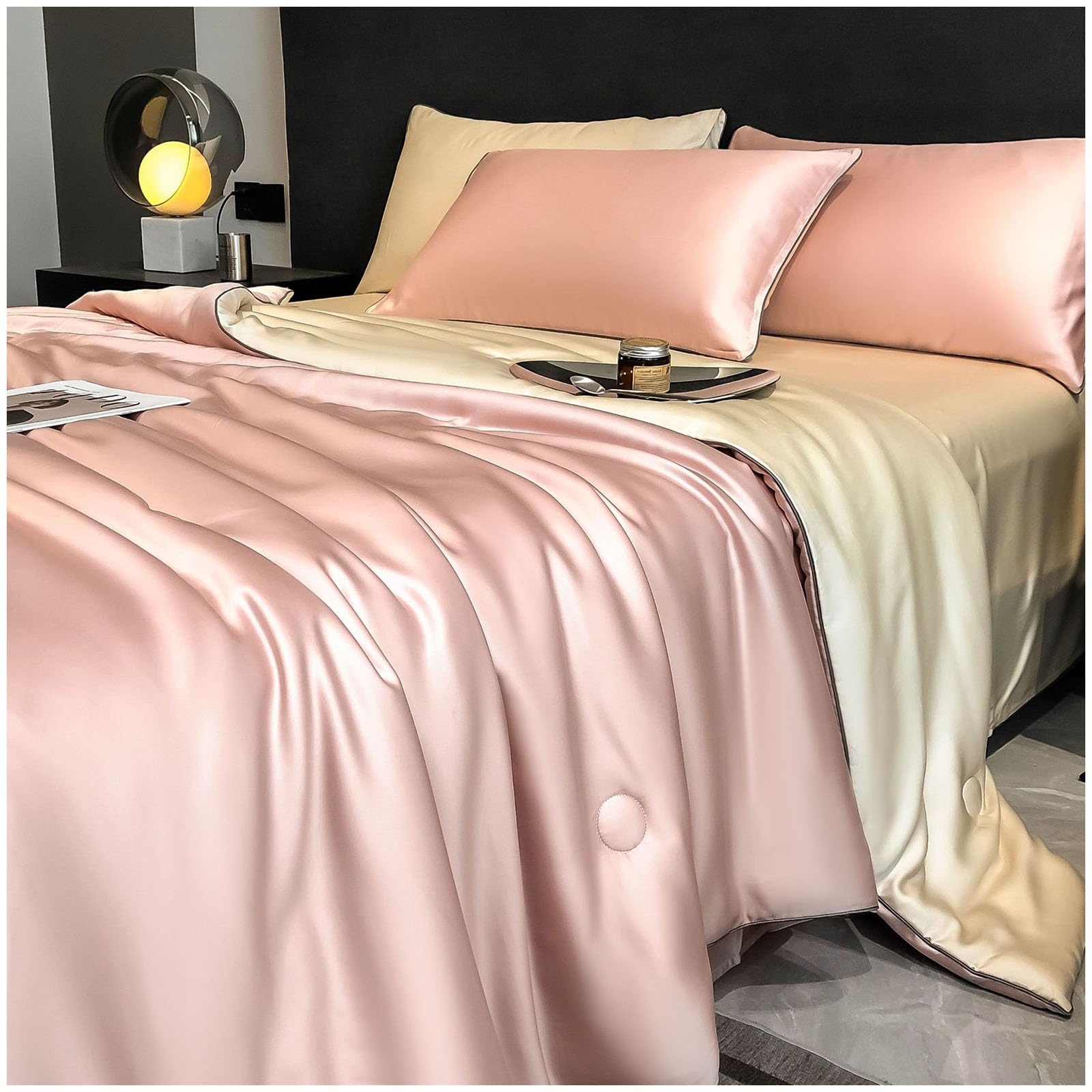Couette d'été réversible en soie de glace haut de gamme pour lit double 200x230cm