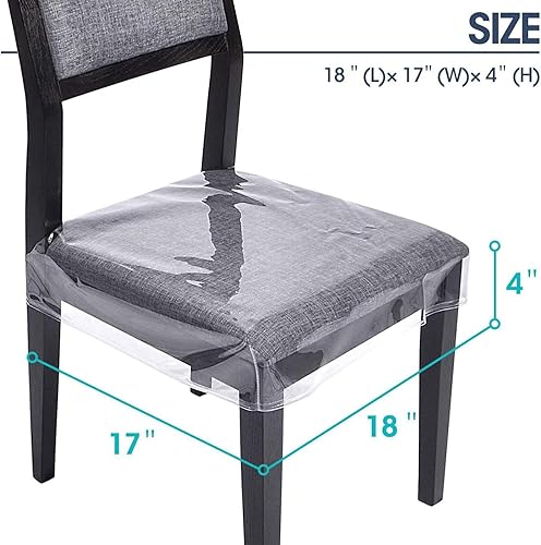 Miniatura 4 de Konsilsa Fundas impermeables y resistentes a los arañazos para sillas de comedor, fundas de plástico PVC para sillas protectoras transparentes para