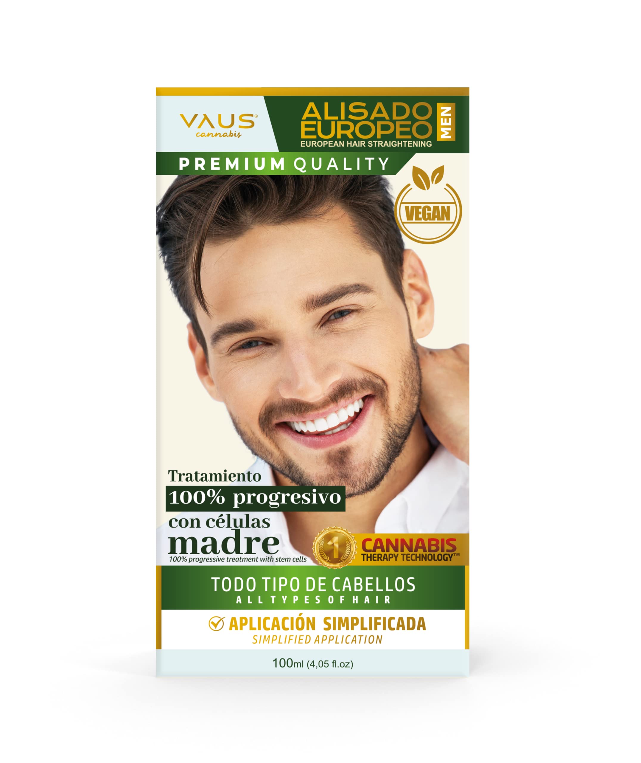 VAUS | Alisado orgánico Europeo | Tratamiento de Pelo Progresivo Patentado | Máximo cuidado barba | Kit Alisador Profesional con Peine | Vegano y Envase Biodegradable | Regalo original Para Hombre