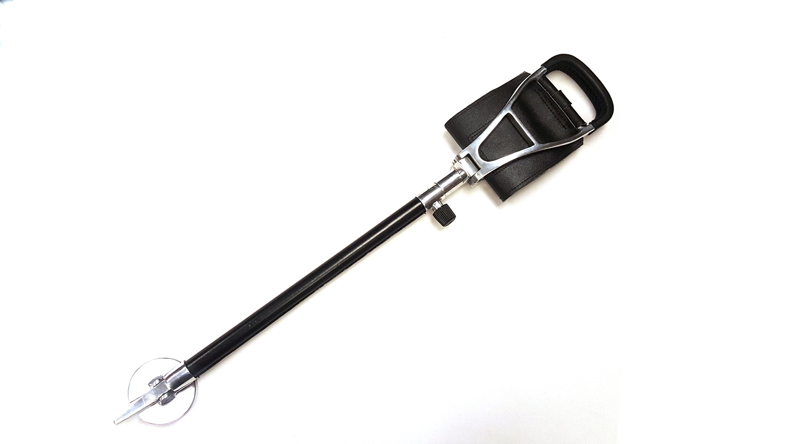 Bastón negro de calidad, asiento de caza, silla de caza, 5 posiciones de altura, asas y eje de cuero, altura máxima de 34 pulgadas, capacidad de peso de 100 kg