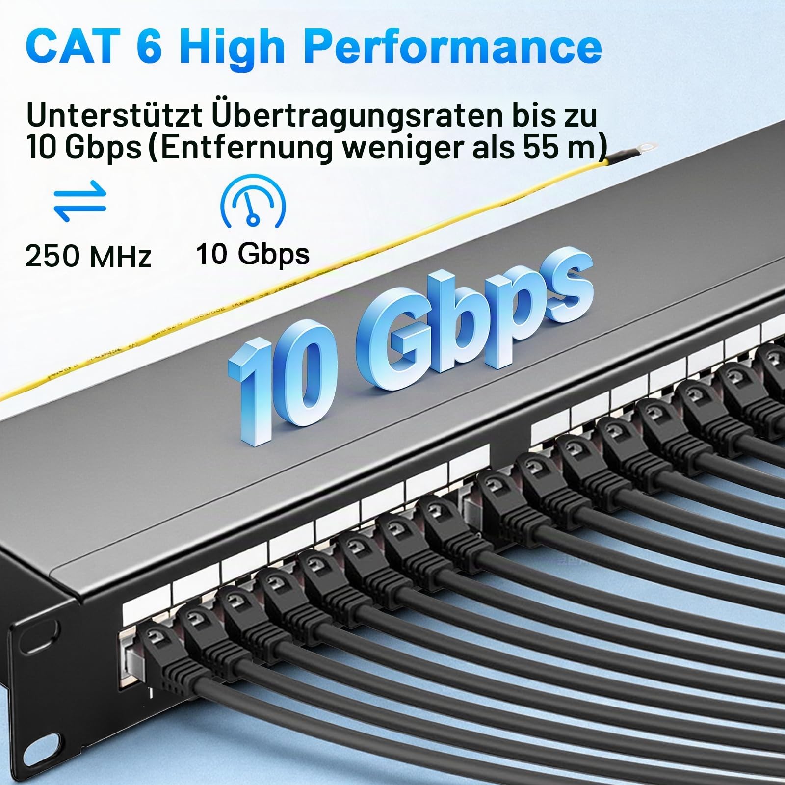 CAT 6 Patchpanel Verteilerfeld 12 Port, Geschirmtes LAN Netzwerk Patchpanel RJ45 mit LSA Leiste, 10Gbps Patchpanel 10 Zoll für Cat6A/6/CAT5 Verlegekabel