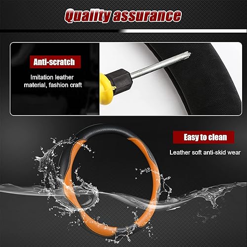 Miniatura 7 de Funda para volante, antideslizante, transpirable, cómoda, de piel sintética, accesorios de automóvil lindos para mujeres y niñas, protector