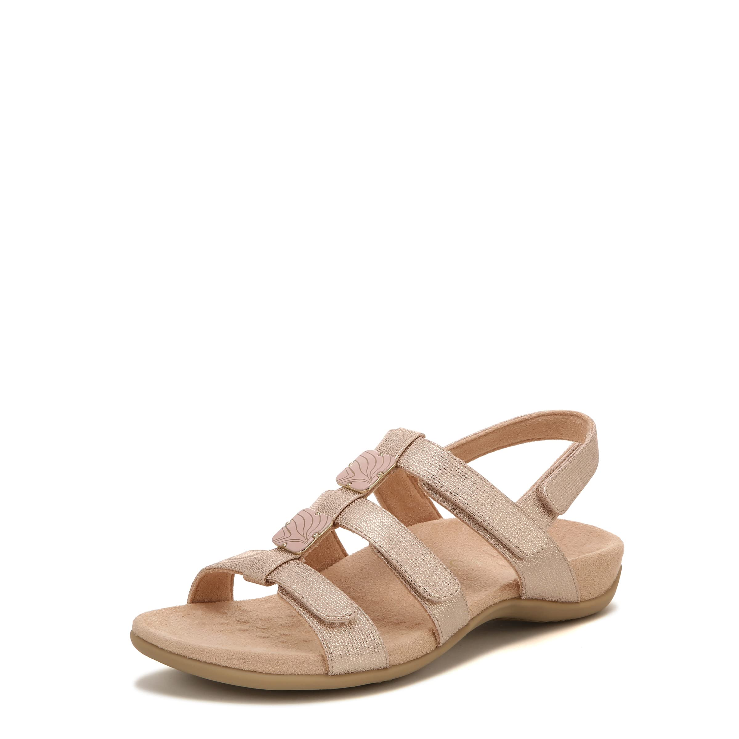 VionicAmber Womens Slide Sandal Orthaheel Navy 10 Wide, Rose Gold  Metal Linen, UK