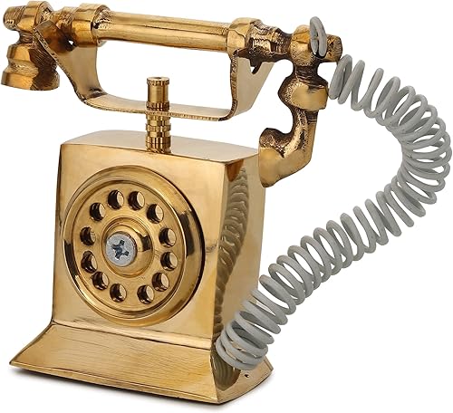 NAMS Teléfono vintage de latón  Teléfono decorativo en miniatura de estilo antiguo para decoración del hogar y la oficina  Regalo coleccionable