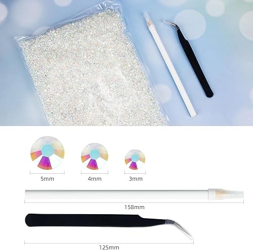 Miniatura 4 de Duflash 50000 diamantes de imitación transparentes de resina AB con parte trasera plana, diamantes de imitación de resina de gelatina de 0.118